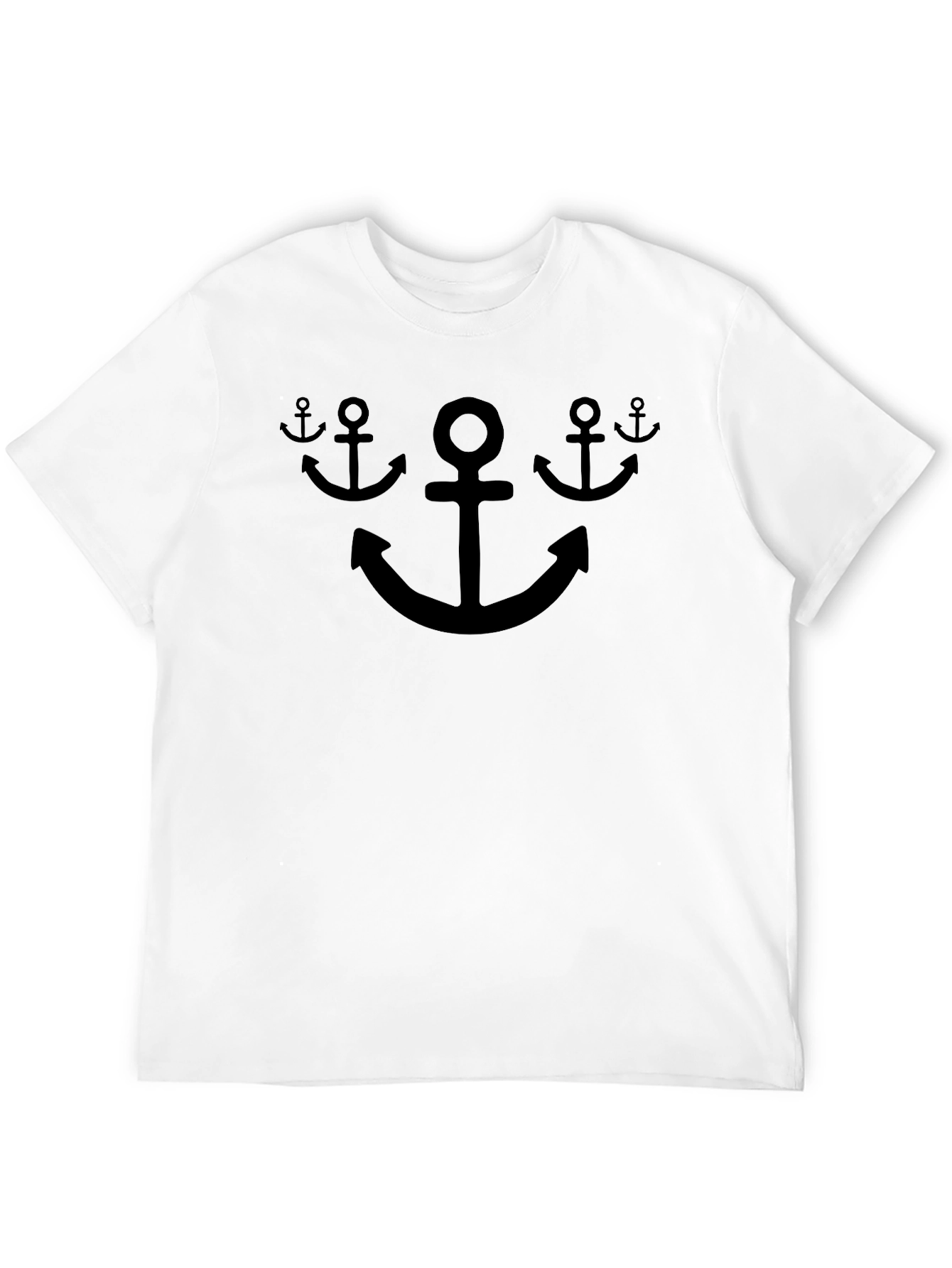 Black Nautical Anchor Graphic Tee - Black Cotton T-Shirt view 12