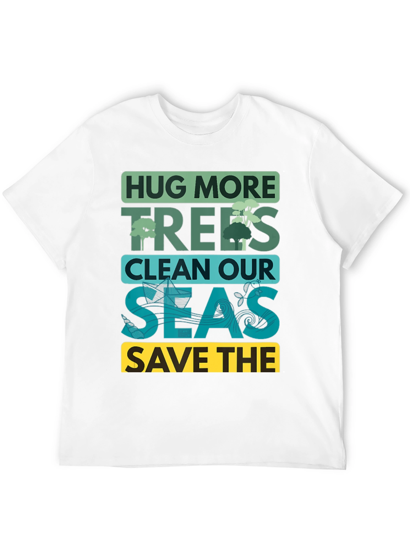 Black Eco-Friendly Graphic T-Shirt: Hug More Trees view 12