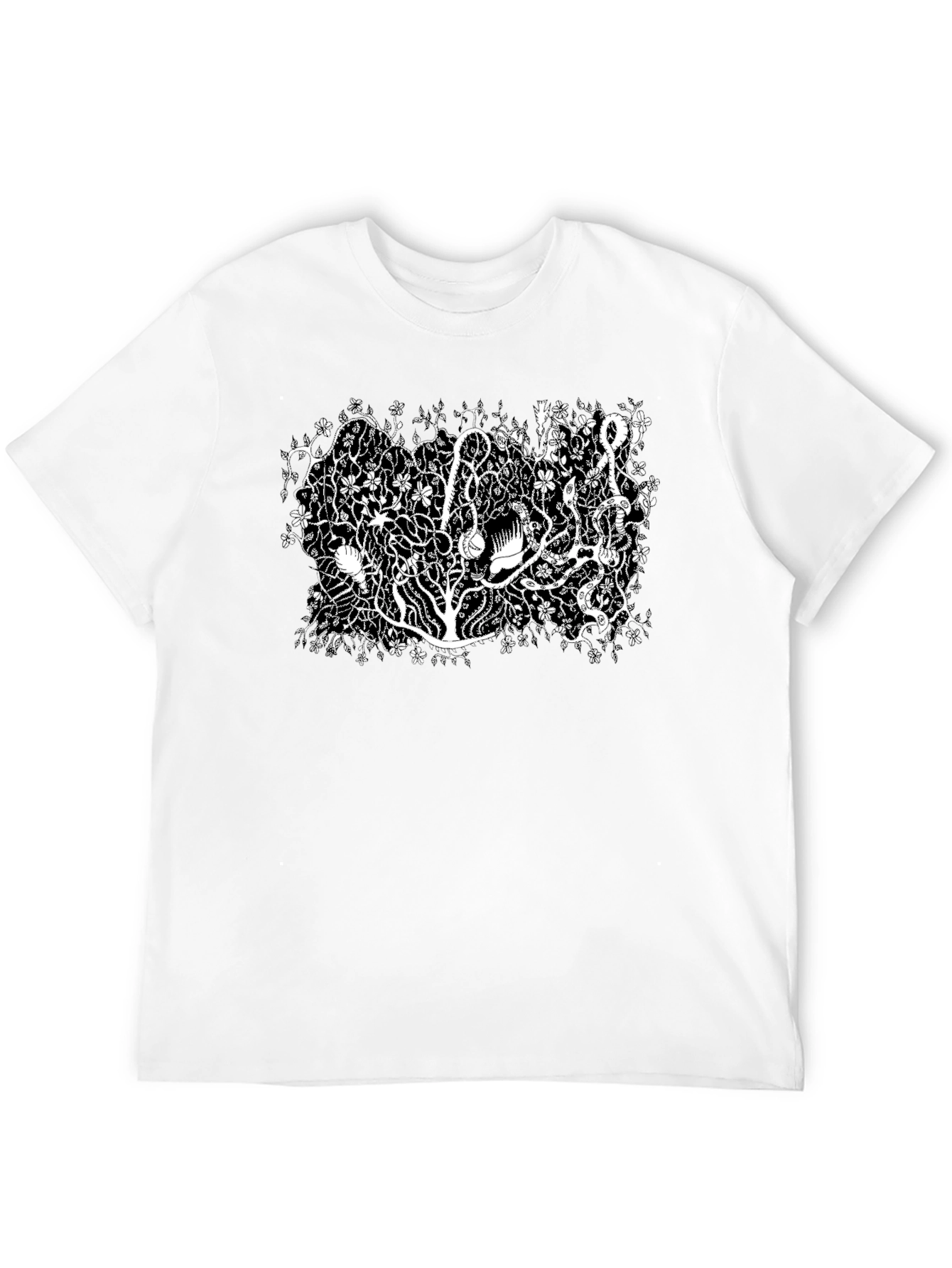 Black Botanical Black Tee - Unique Plant Life Design view 12