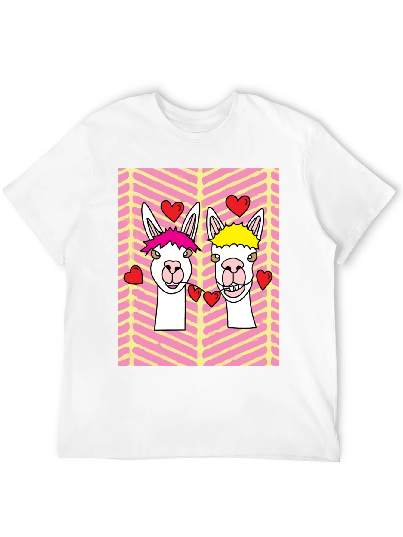 Black Llama Love Graphic Tee - Valentine's Day Black T-Shirt view 12