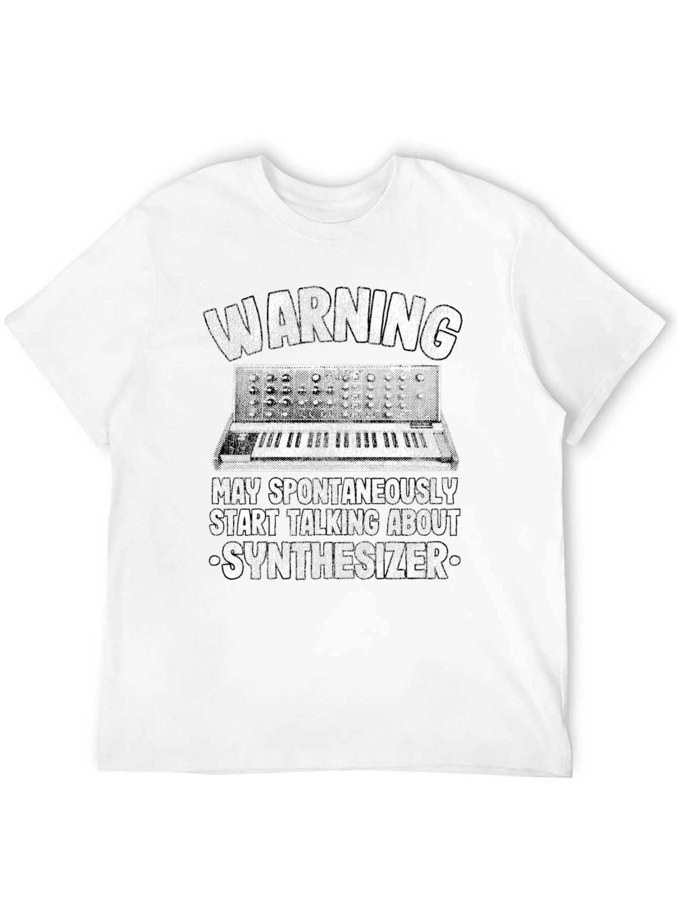 Black Warning: May Spontaneously Talk About Synthesizer T-Shirt view 12