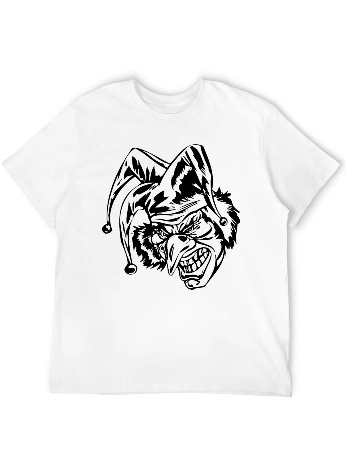 Black Men's Black T-Shirt with Jester Graphic view 12