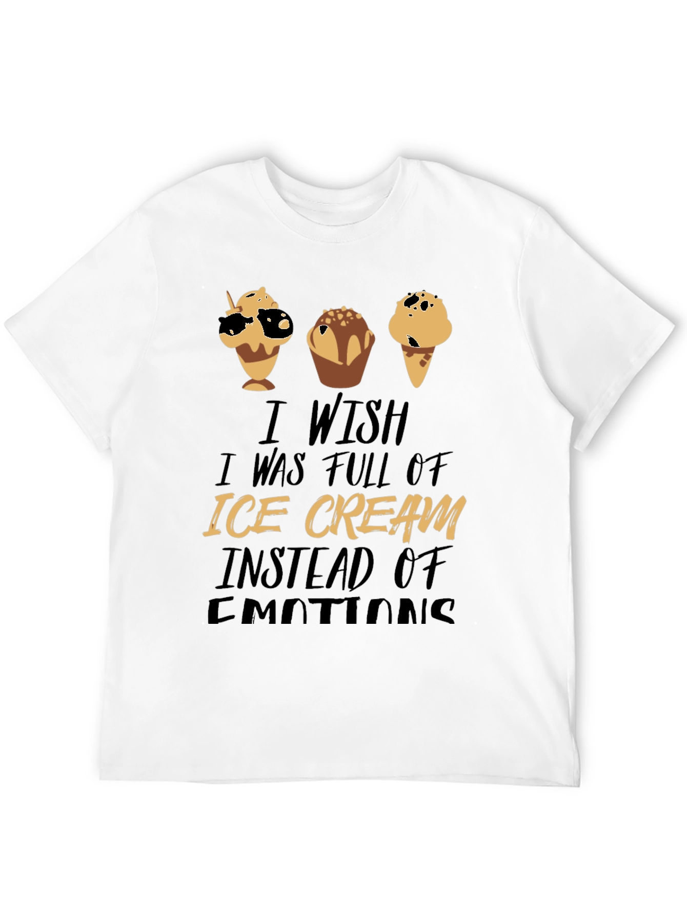 Black Ice Cream Emotions Black Graphic T-Shirt view 12