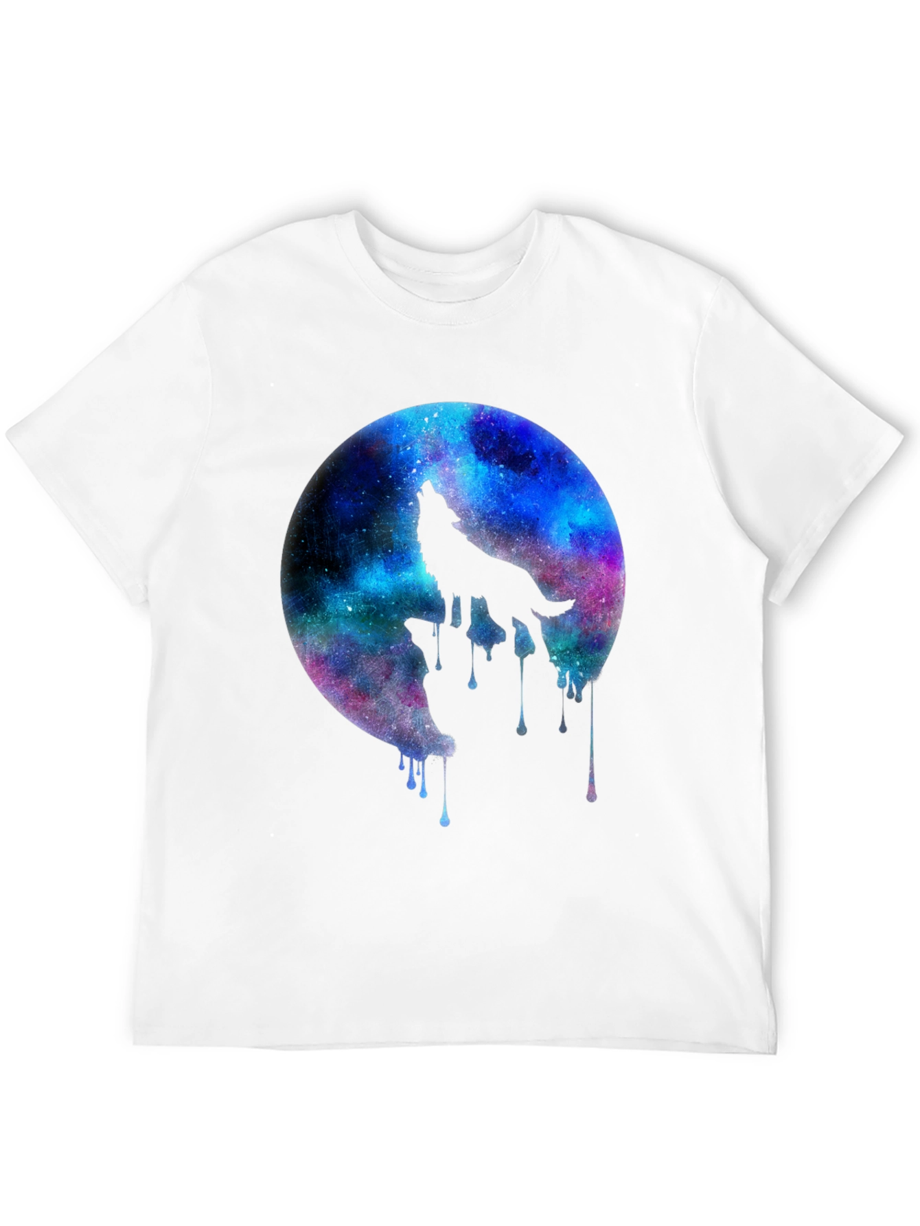 Black Galaxy Wolf Howl Black T-Shirt view 12