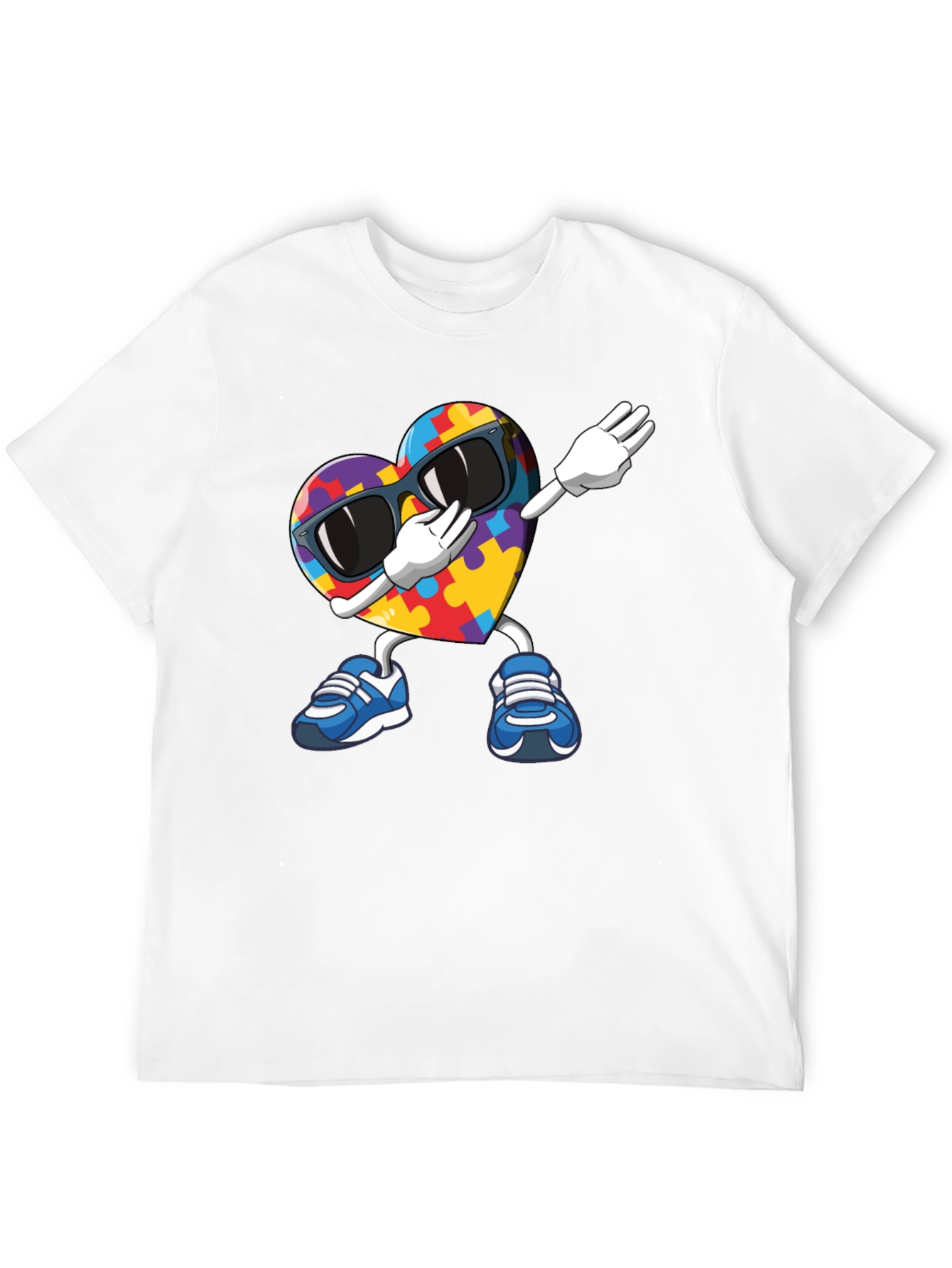 Black Autism Awareness Puzzle Heart Dabbing T-Shirt view 12
