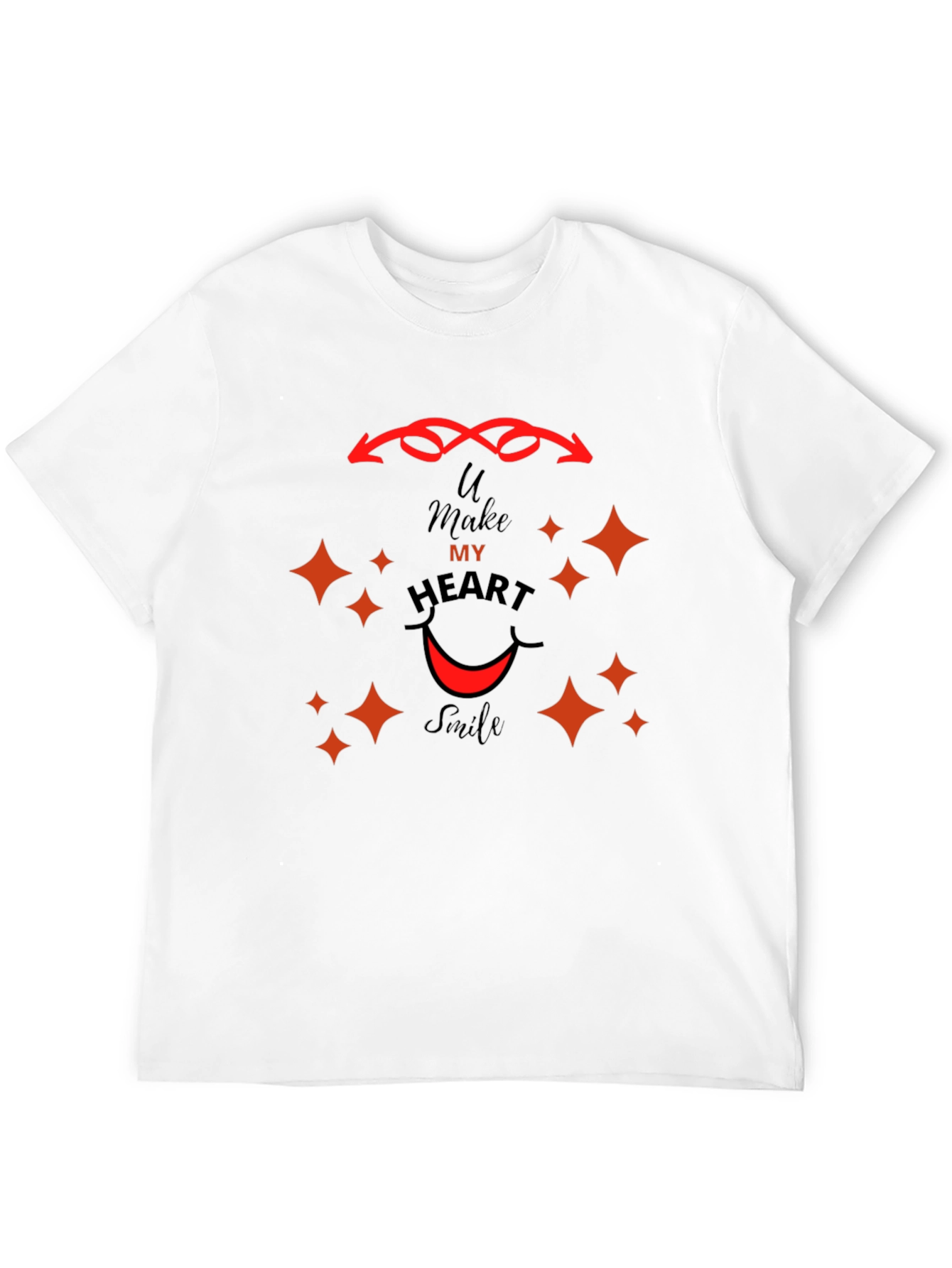 Black U Make My Heart Smile Graphic Tee - Soft Cotton Blend view 12