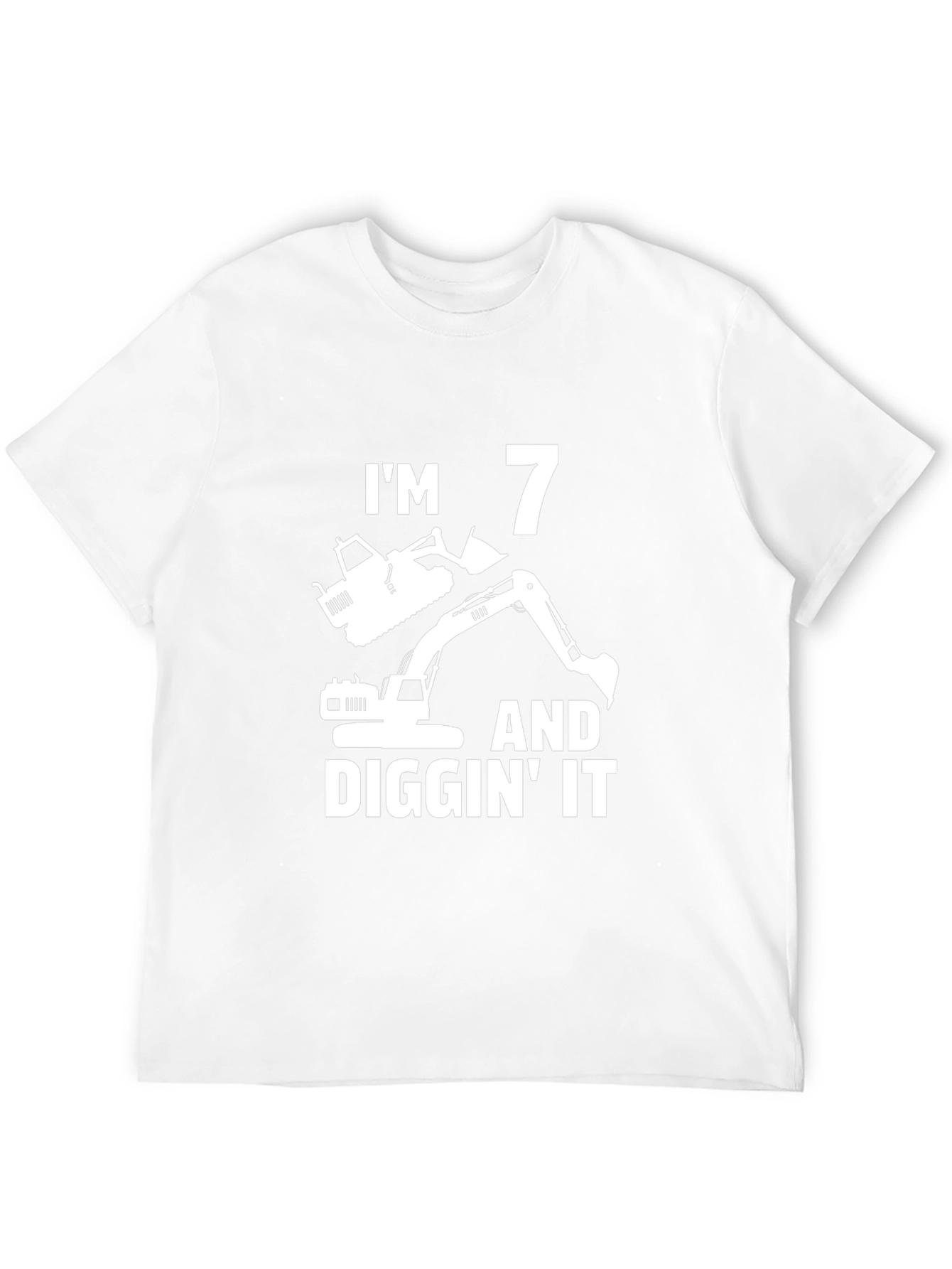 Black I'm 7 Diggin' It T-Shirt, Birthday Excavator Tee view 12