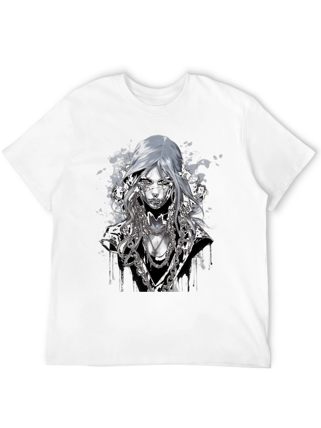 Black Graphic T-Shirt: Cyberpunk Chain Design view 12