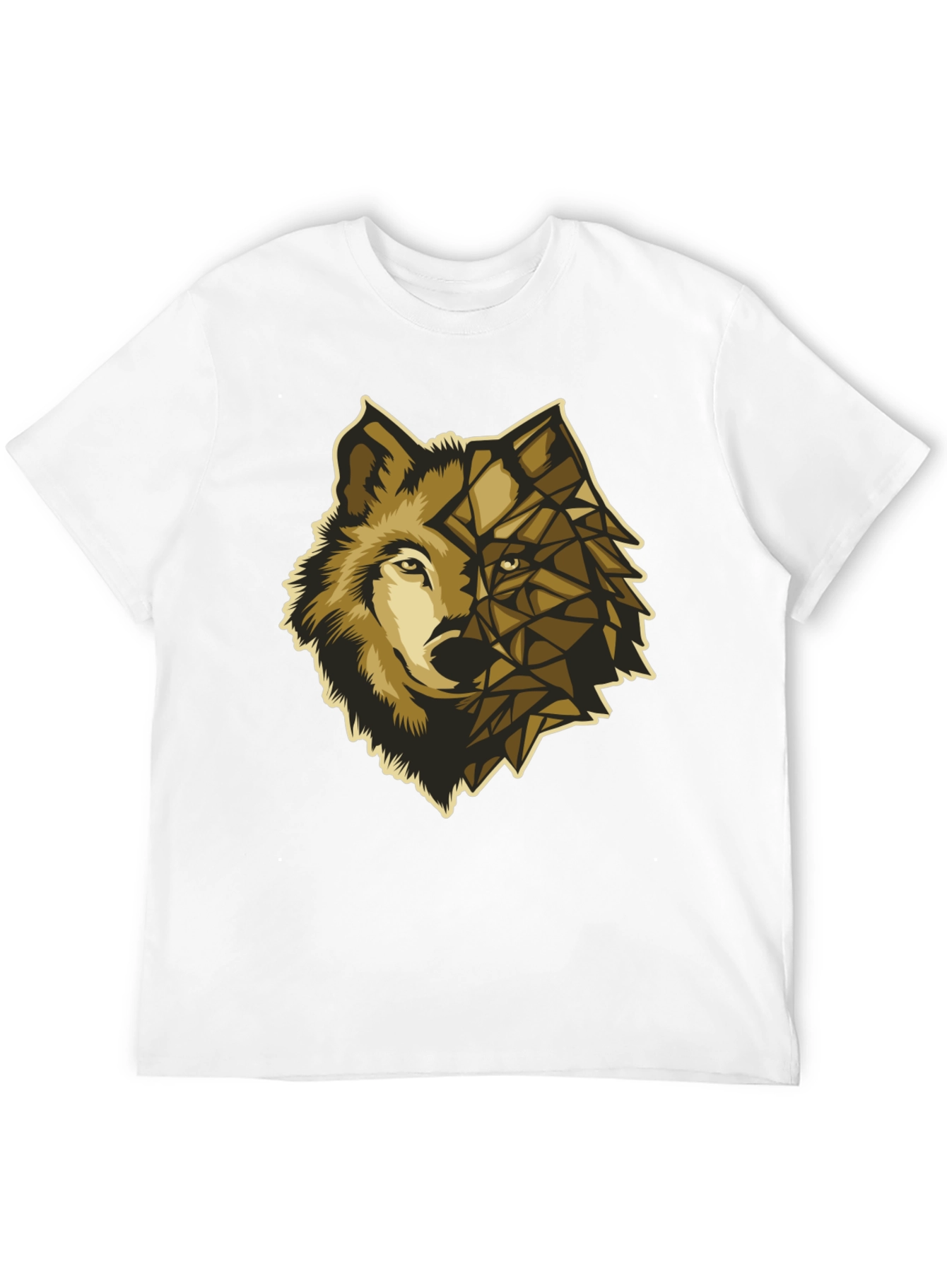Black Geometric Wolf Graphic Tee - Premium Black Cotton view 12