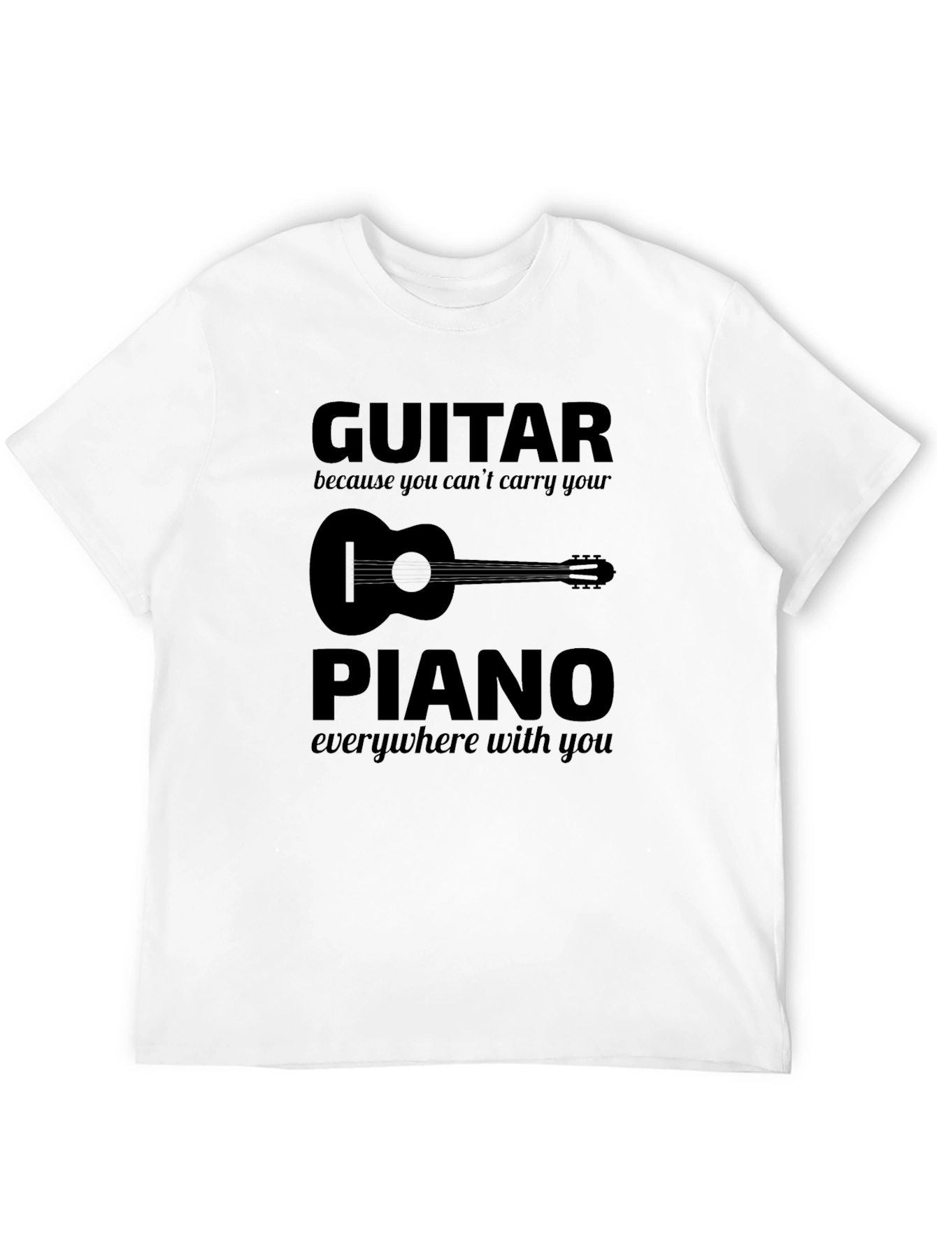 Black Guitar vs Piano Graphic T-Shirt - Musician Tee view 12