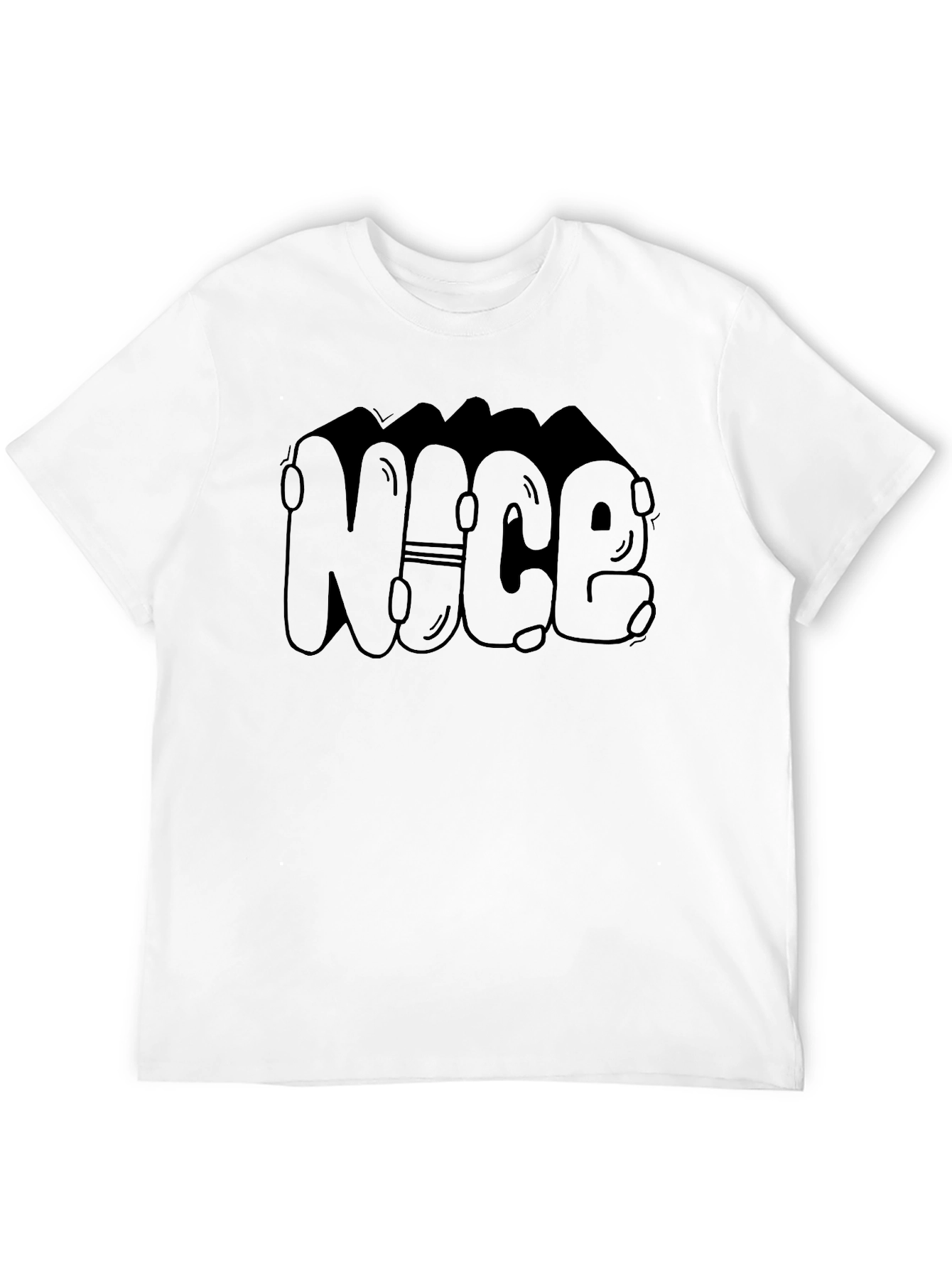 Black Cool "NICE" Bubble Letter Black T-Shirt view 12