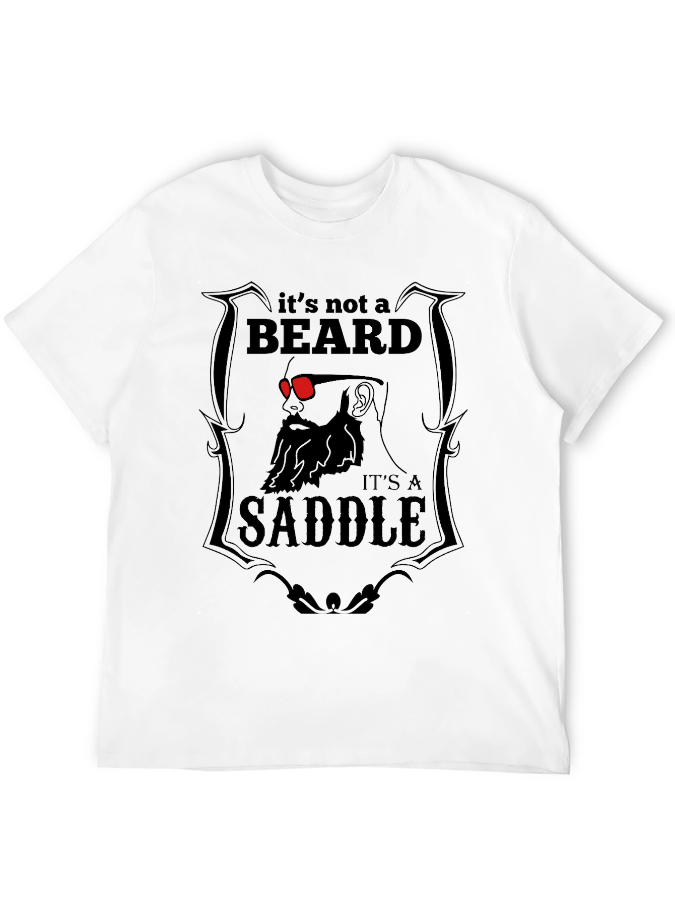 Black Beard Saddle Graphic T-Shirt - Funny Novelty Tee view 12