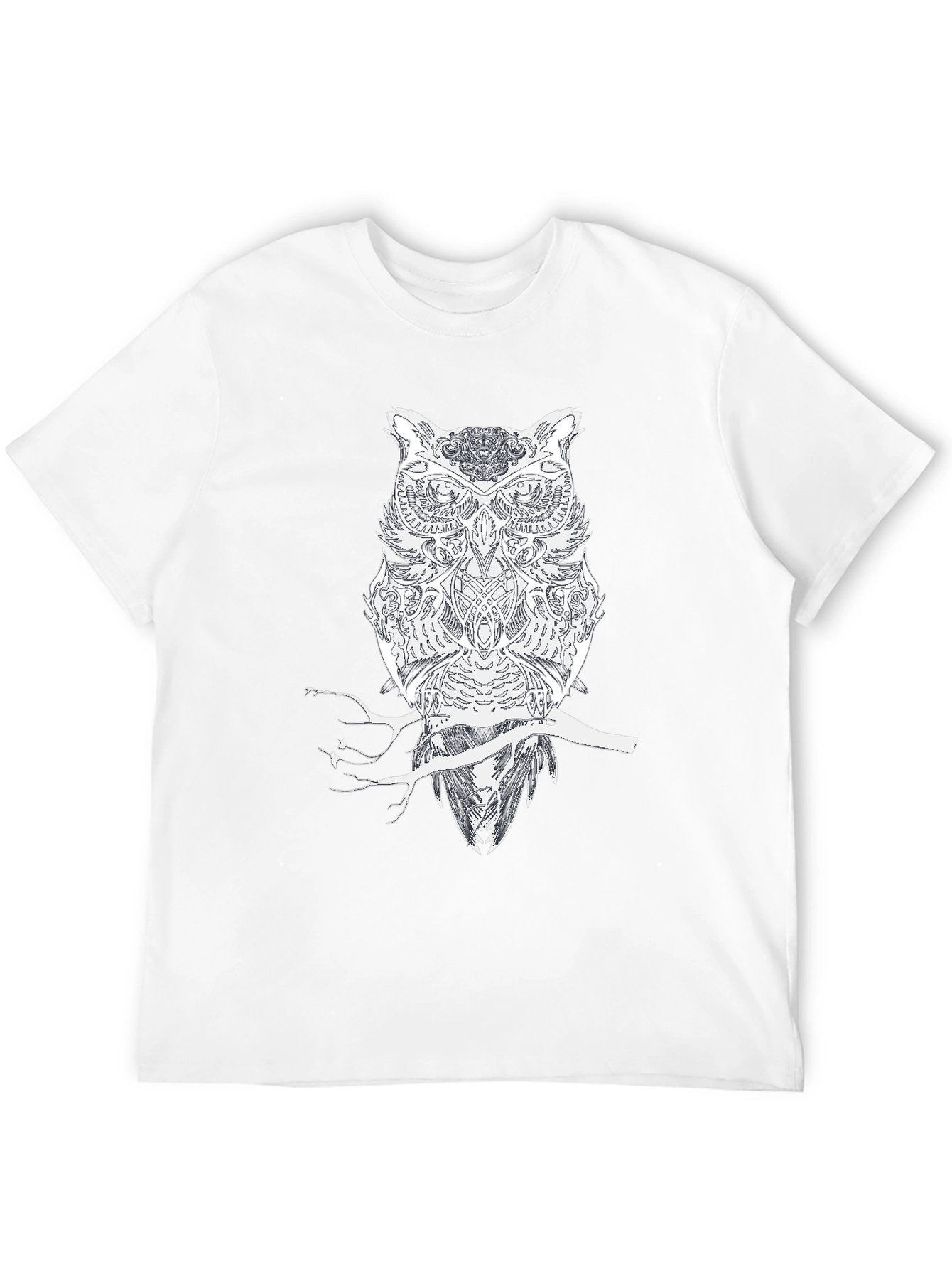 Black Owl on Branch Black Tee - Unique Graphic Design view 12