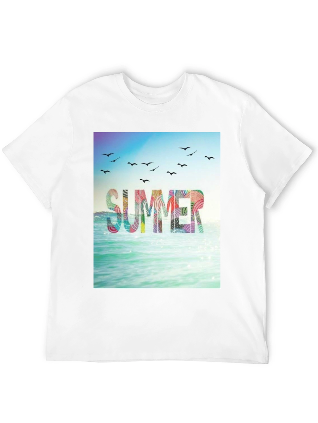Black Summer Beach Graphic Tee - Black Cotton T-Shirt view 12