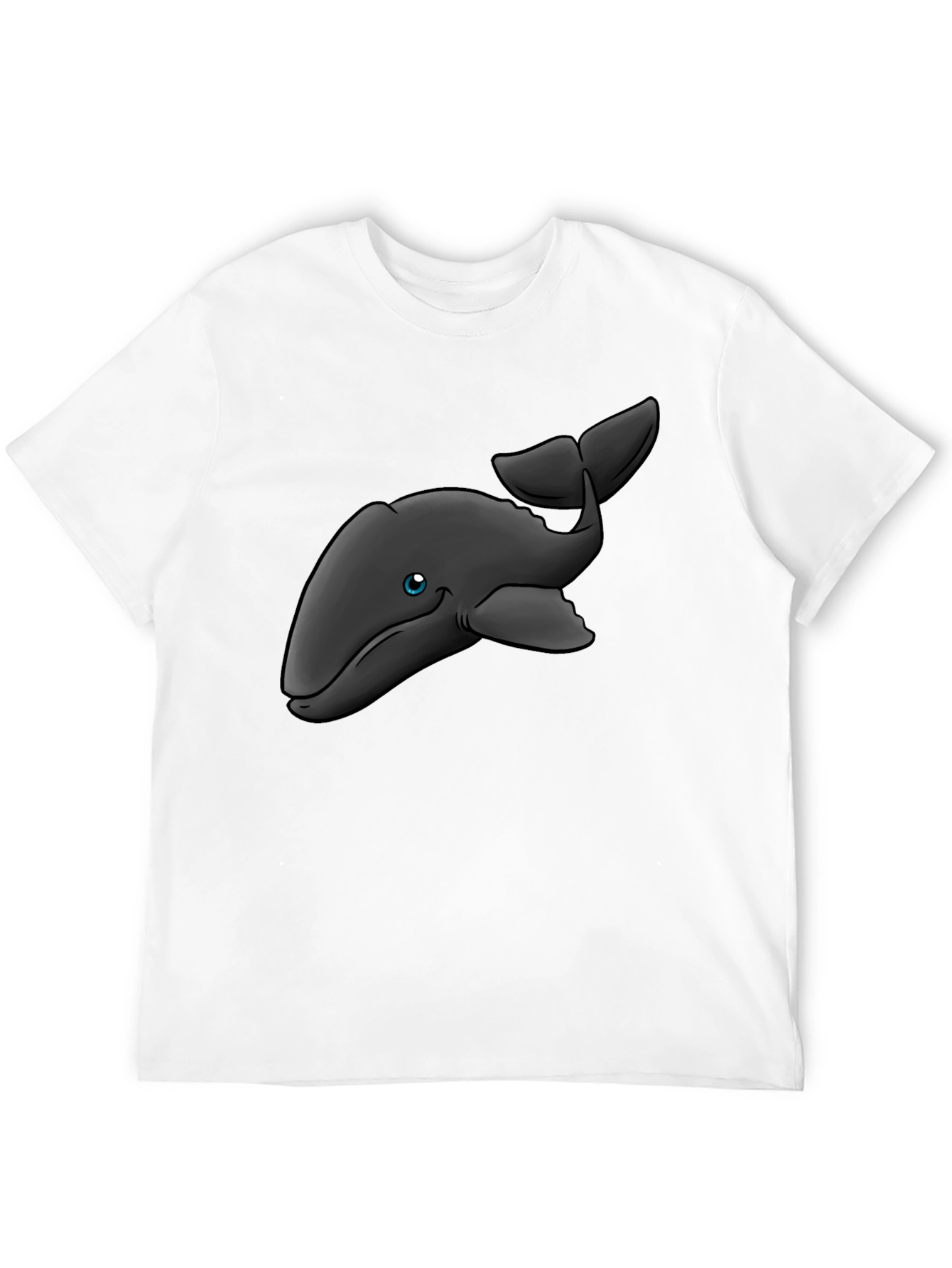 Black Cartoon Whale T-Shirt - Black Cotton Tee view 12