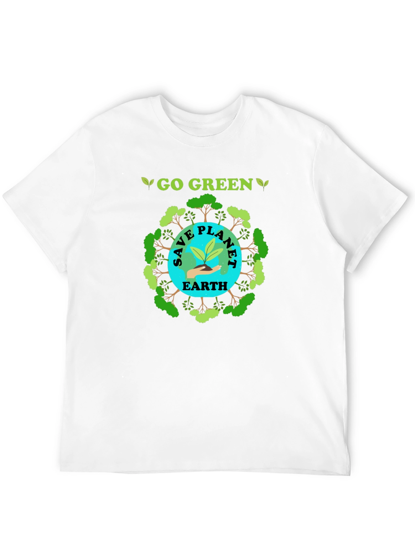 Black Go Green Save Planet Earth T-Shirt view 12