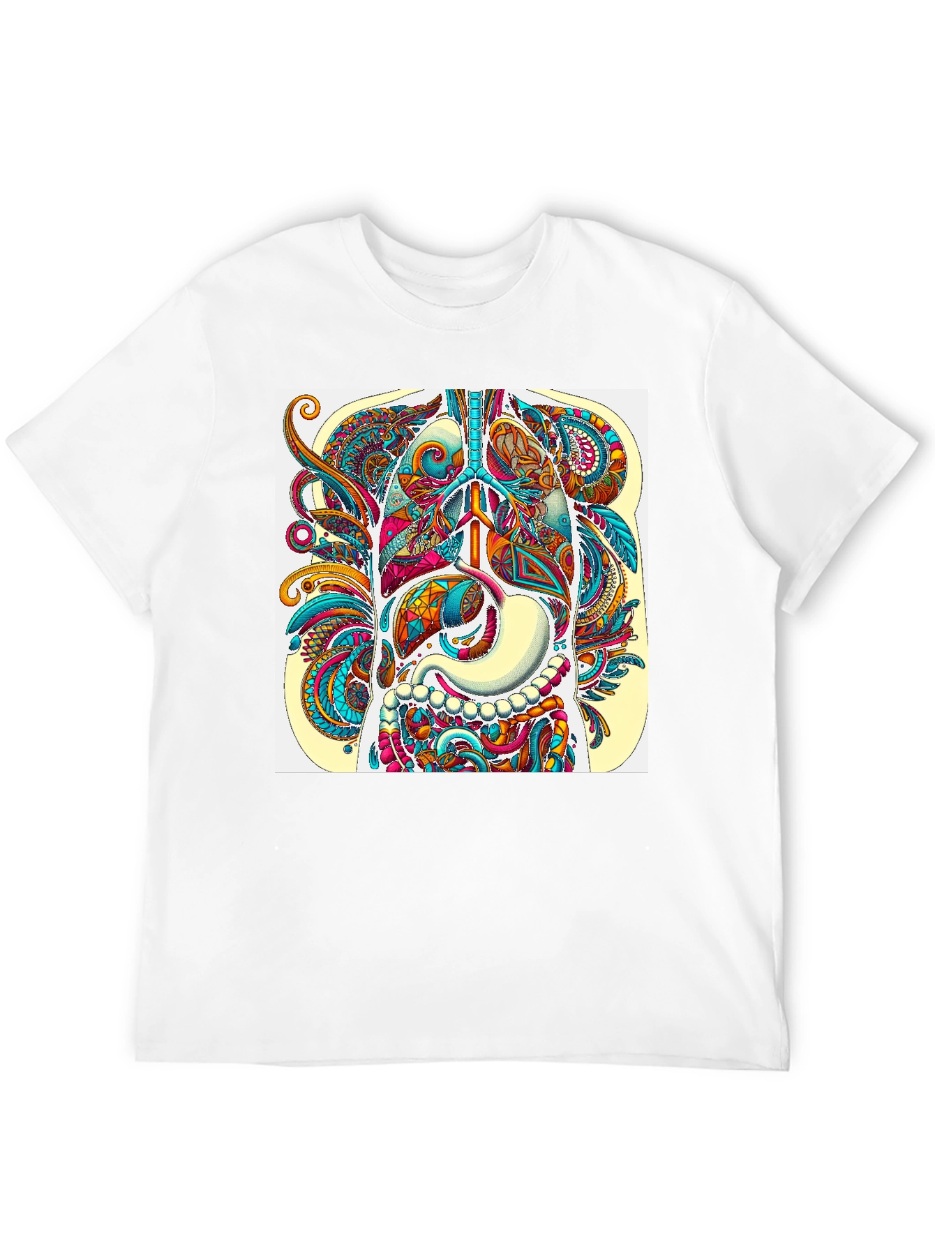 Black Anatomical Art Print Men's Black T-Shirt view 12