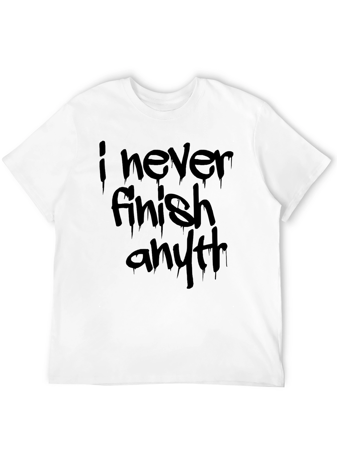 Black Humorous "I Never Finish Anything" Black T-Shirt view 12