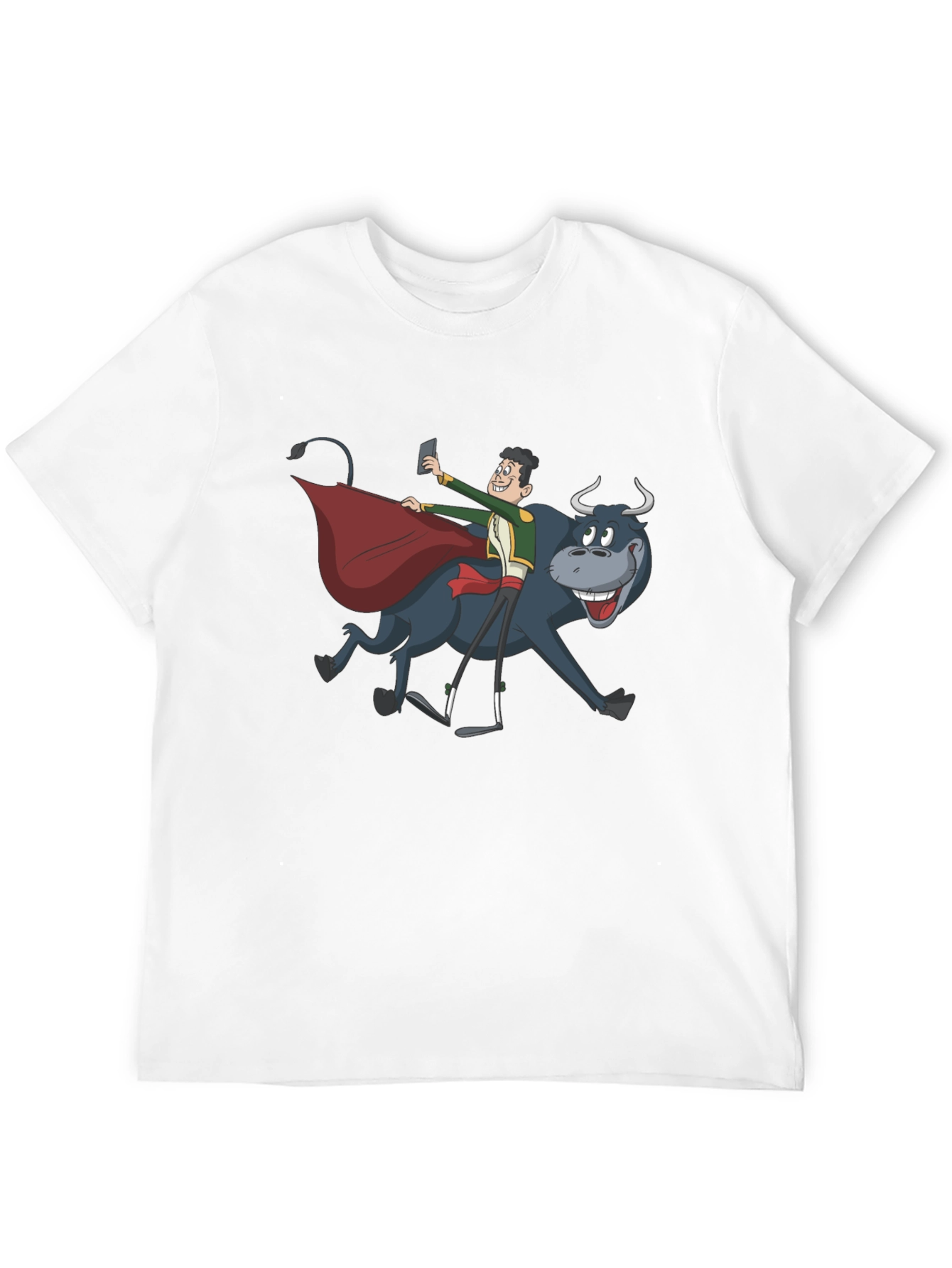 Black Funny Bull Selfie T-Shirt view 12