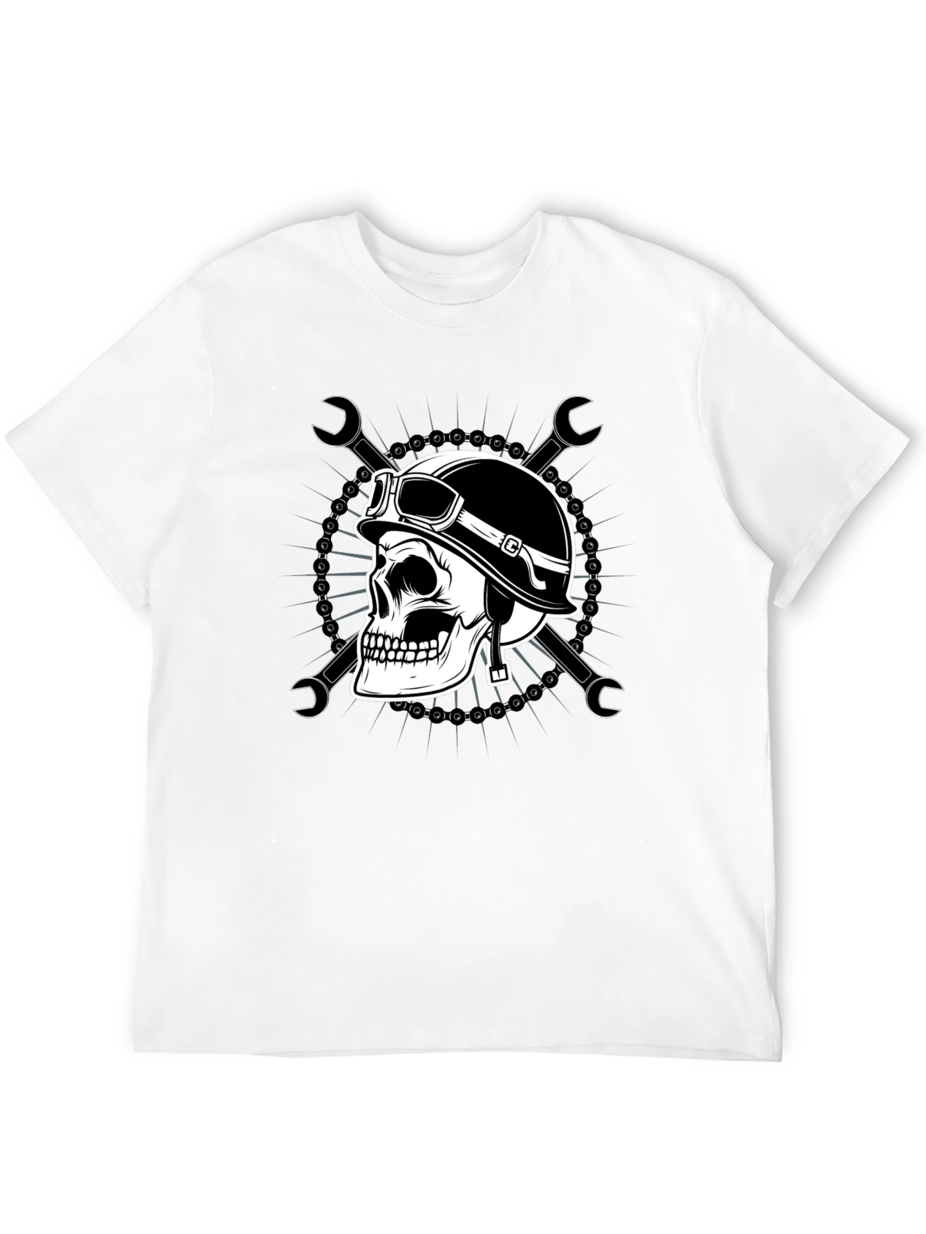 Skull Biker T-Shirt - Men's Black Graphic Tee - 12