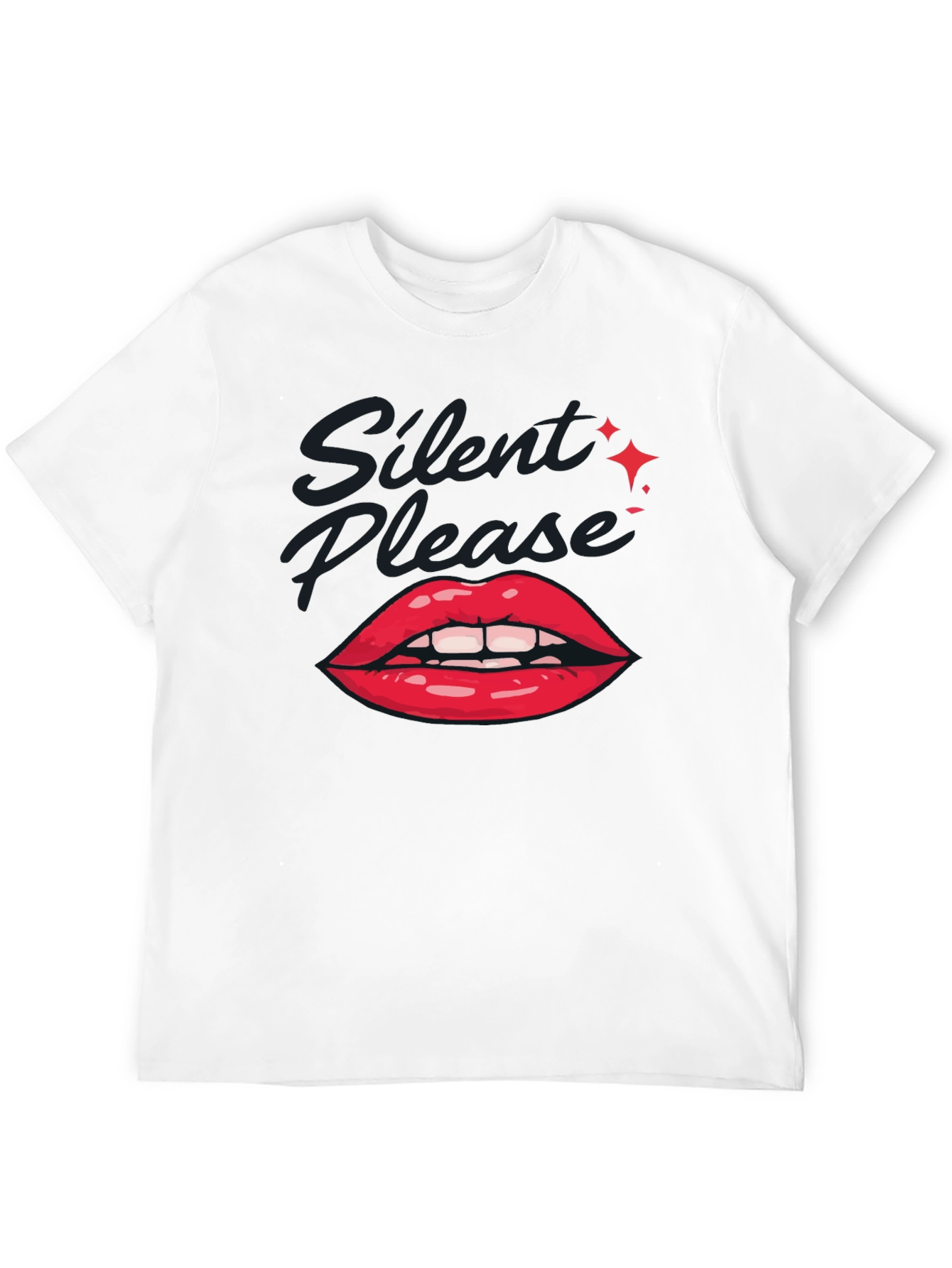 Black Silent Please Lips Graphic T-Shirt view 12