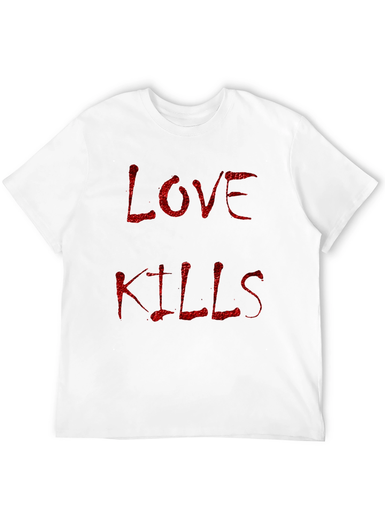 Black Love Kills Graphic T-Shirt - Bold Red Print on Black Tee view 12