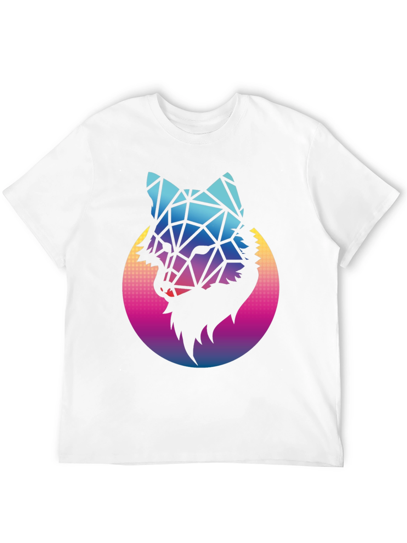 Black Geometric Wolf Graphic Tee - Black Cotton Blend view 12