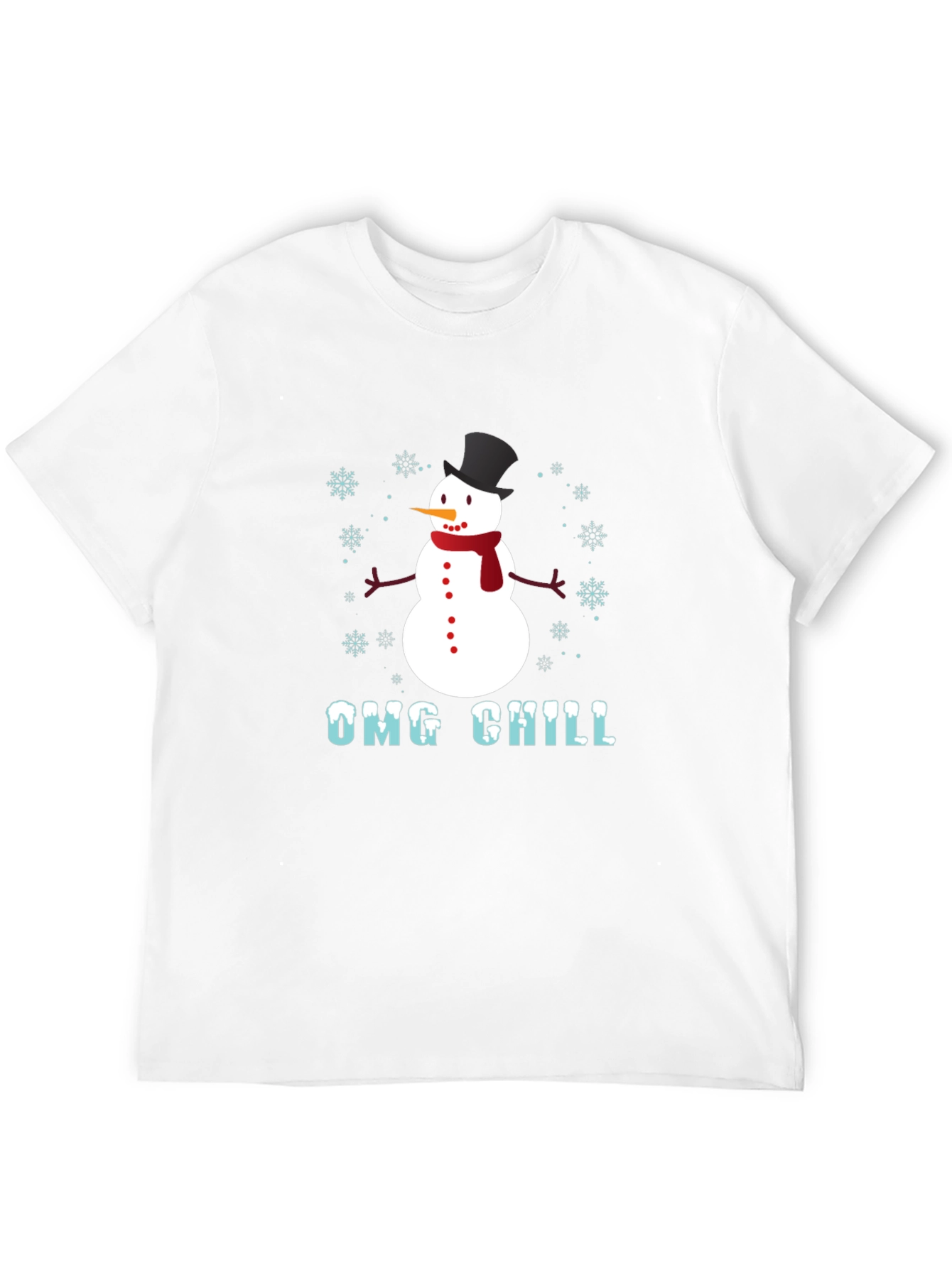 Black OMG Chill Snowman Graphic Tee - Winter Holiday Shirt view 12