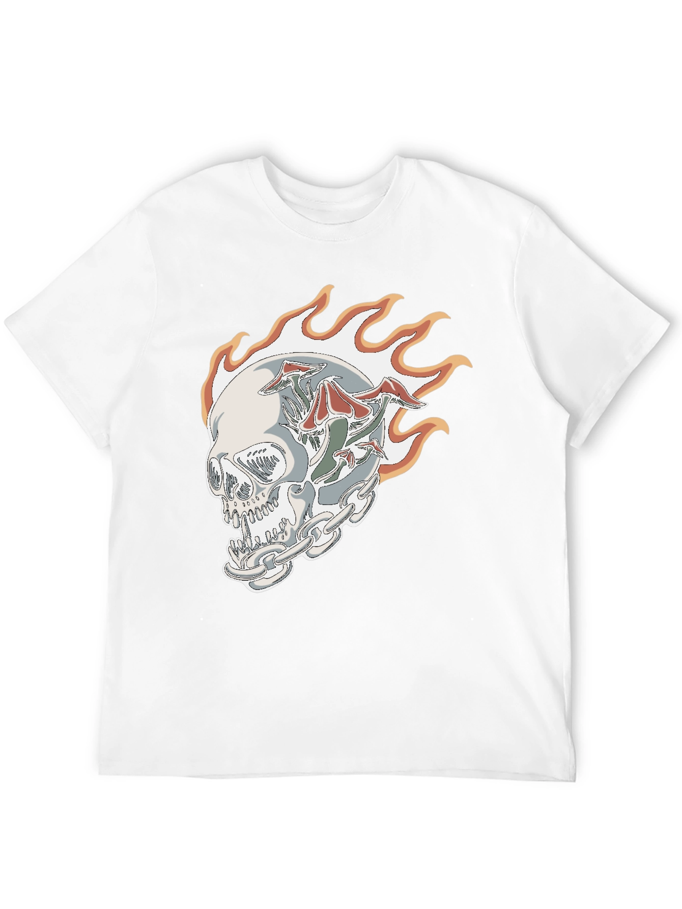 Black Skull Mushroom Flame T-Shirt - Black view 12