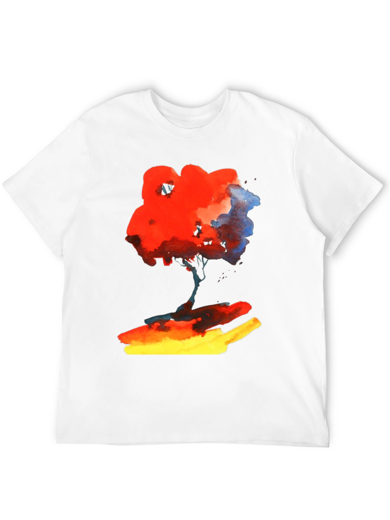 Abstract Watercolor Tree Graphic Tee - Soft Black Cotton Shirt - 12