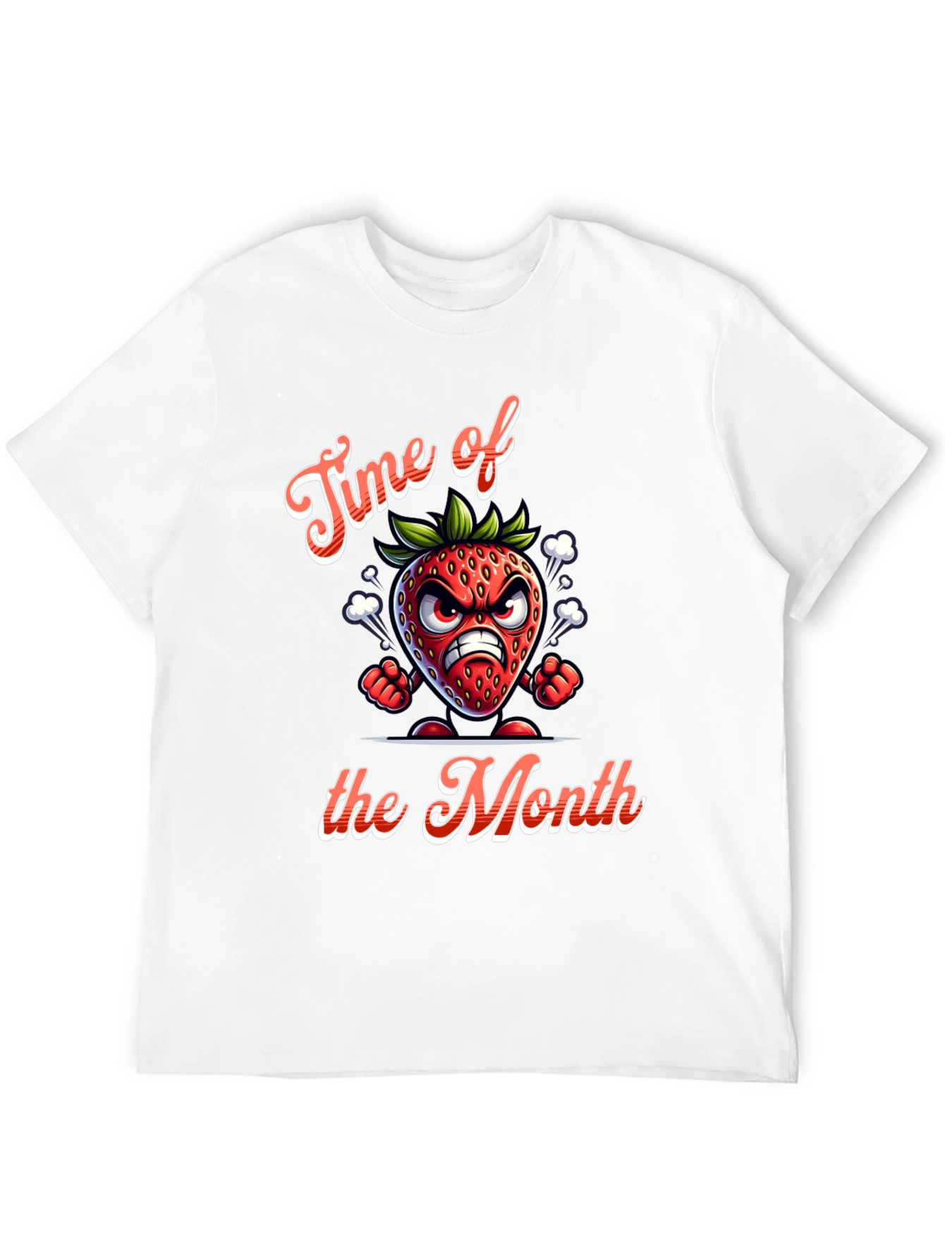 Black Time of the Month Angry Strawberry Graphic T-Shirt view 12