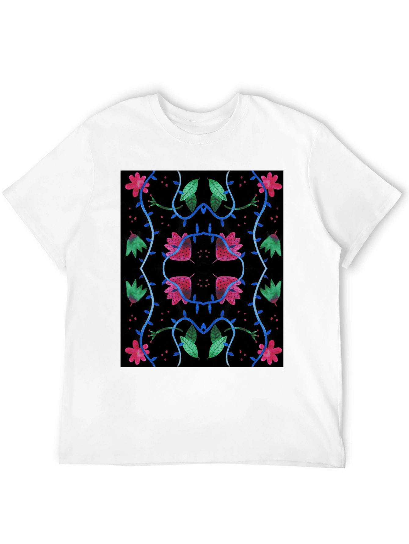 Black Floral Pattern Black T-Shirt view 12