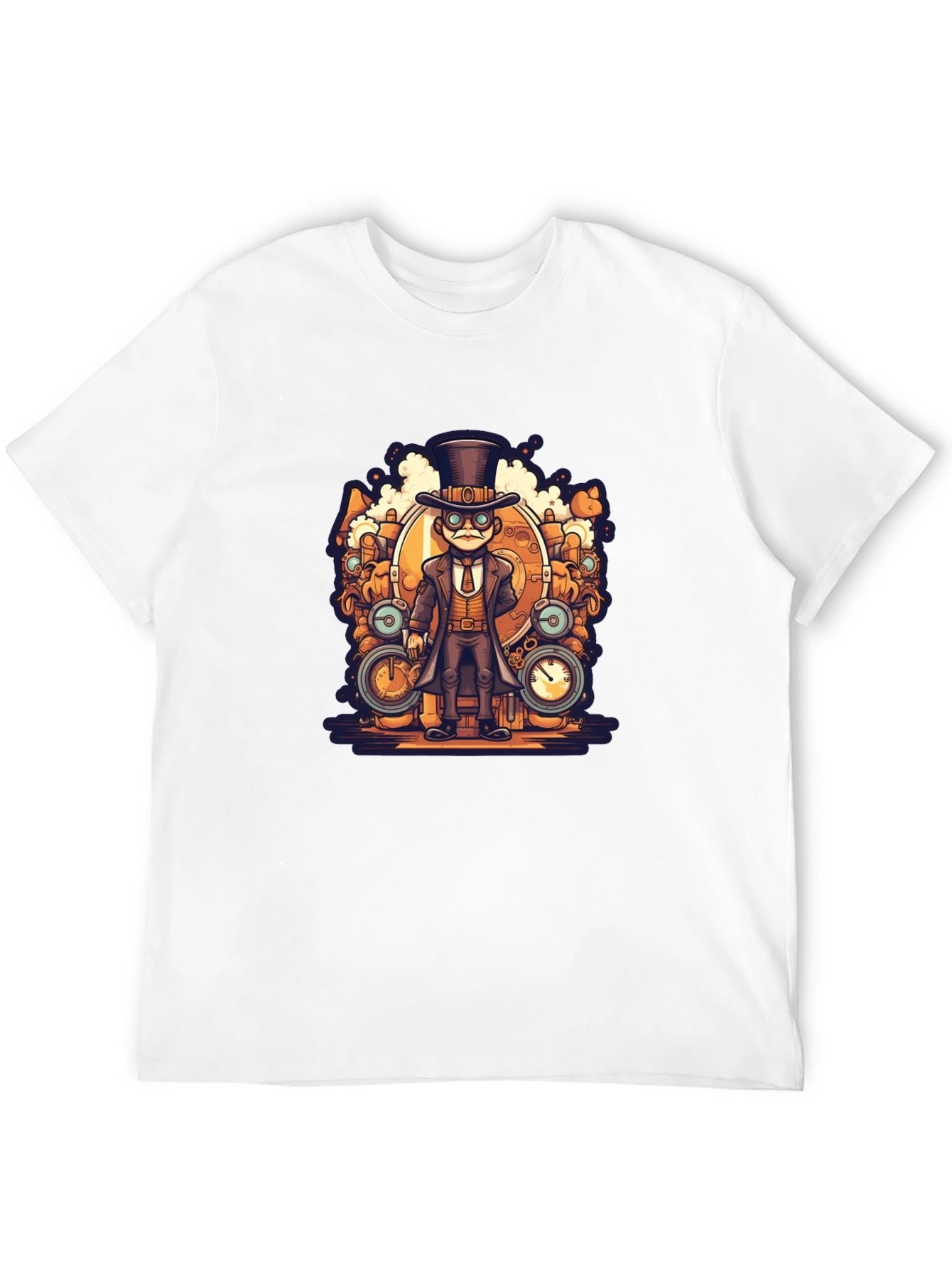 Black Steampunk Cartoon Black T-Shirt view 12