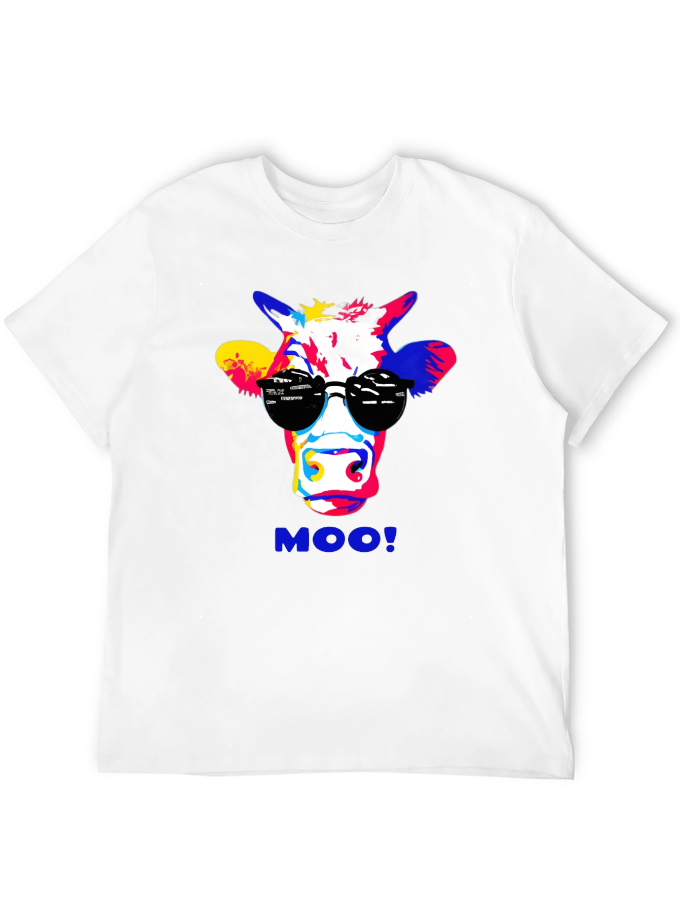 Black Cool Cow Graphic Tee - Funky Animal Print T-Shirt view 12