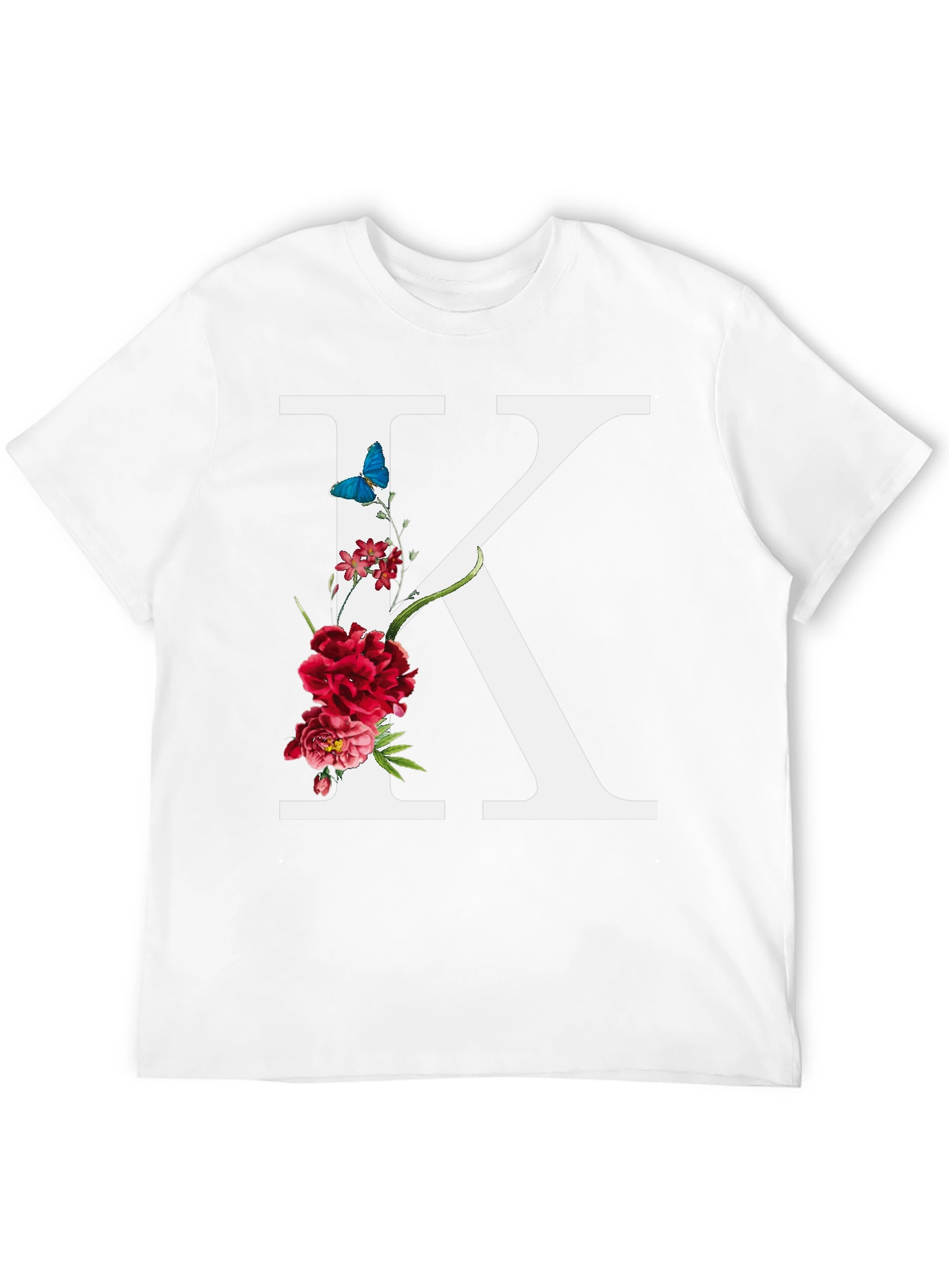 Black Floral Letter K Black T-Shirt view 12