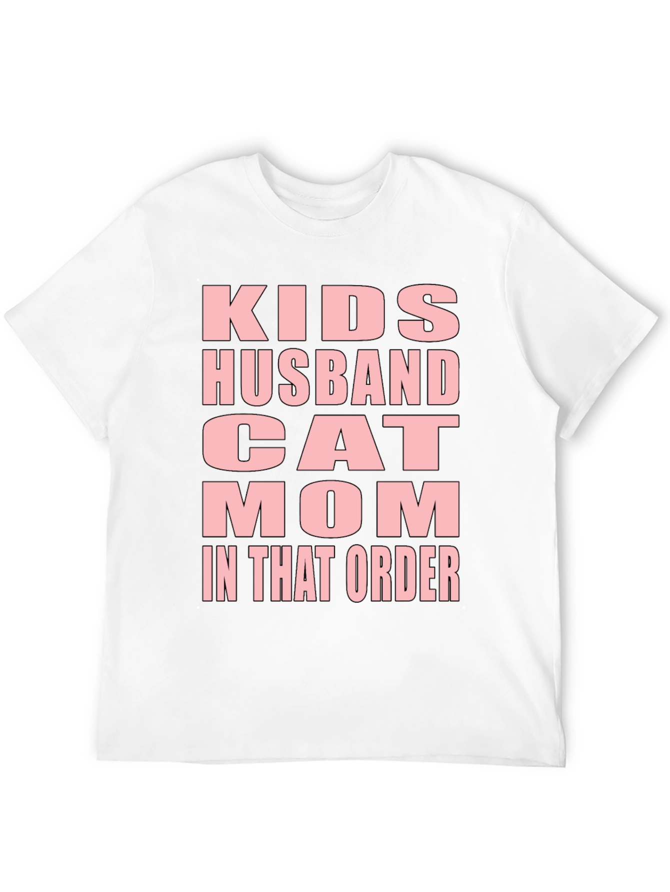 Black Funny "Kids Husband Cat Mom" Black T-Shirt view 12