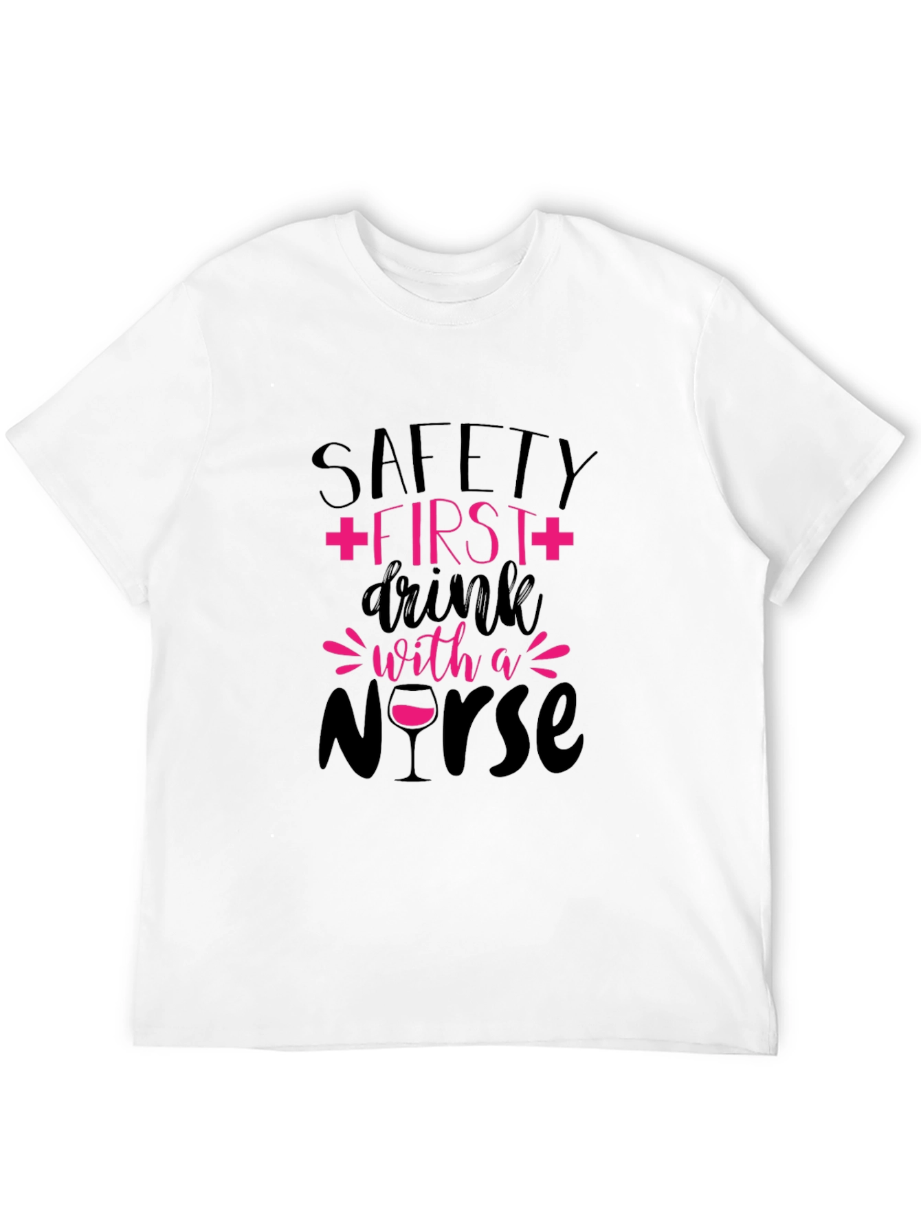 Black Safety First, Drink with a Nurse T-Shirt view 12