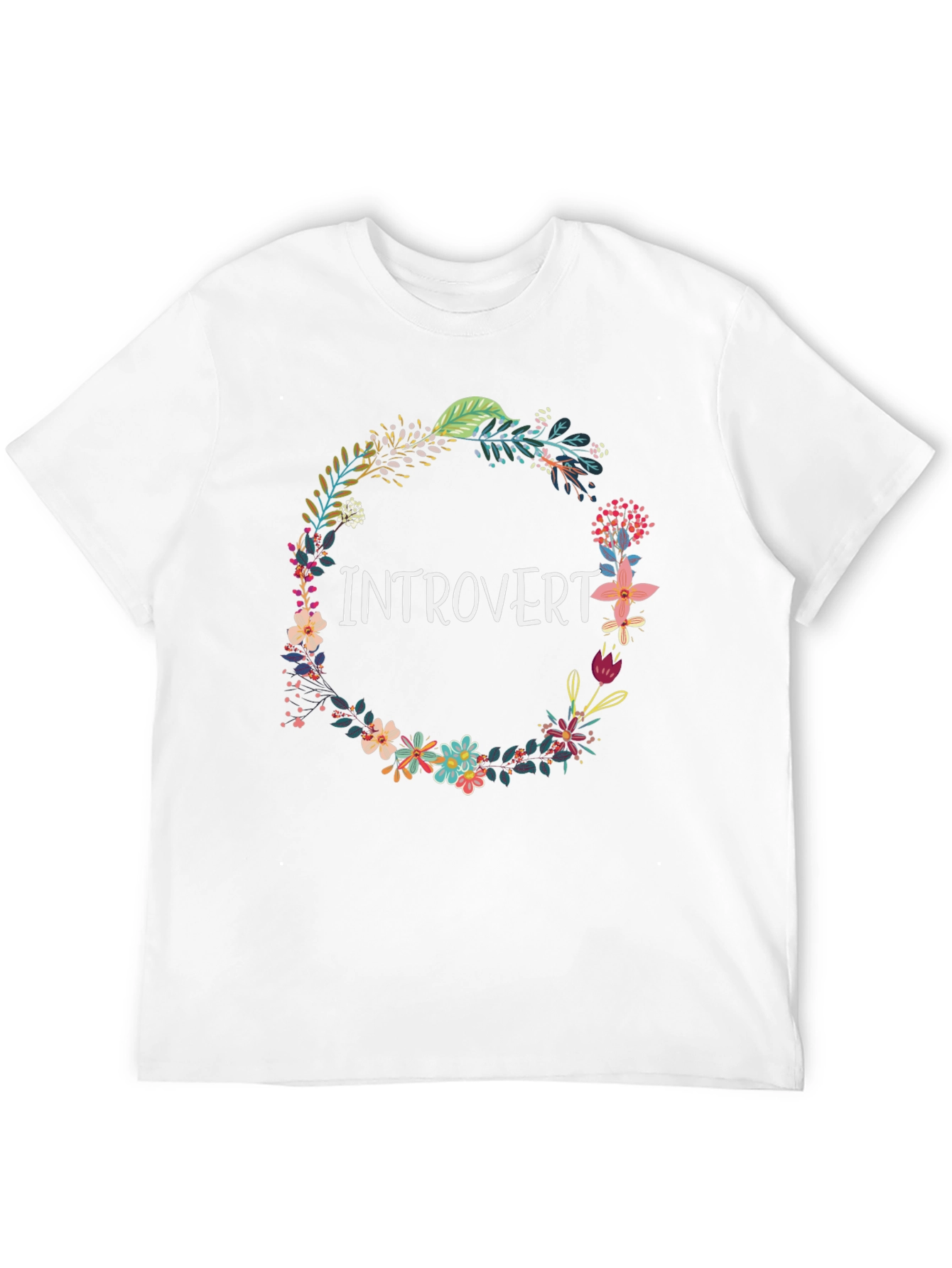 Black Introvert Floral Wreath Black T-Shirt view 12