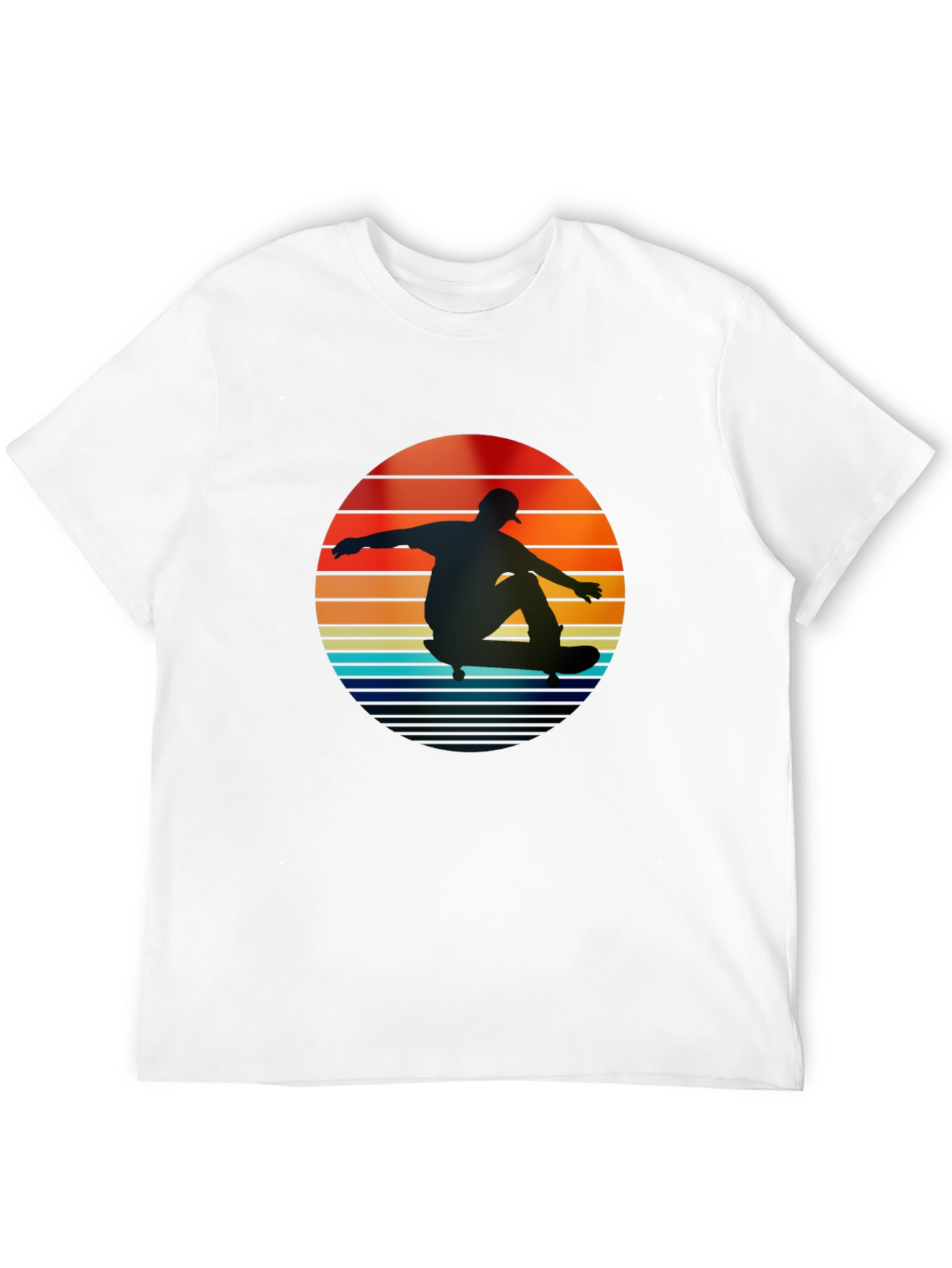 Black Retro Skateboarder Sunset T-Shirt view 12
