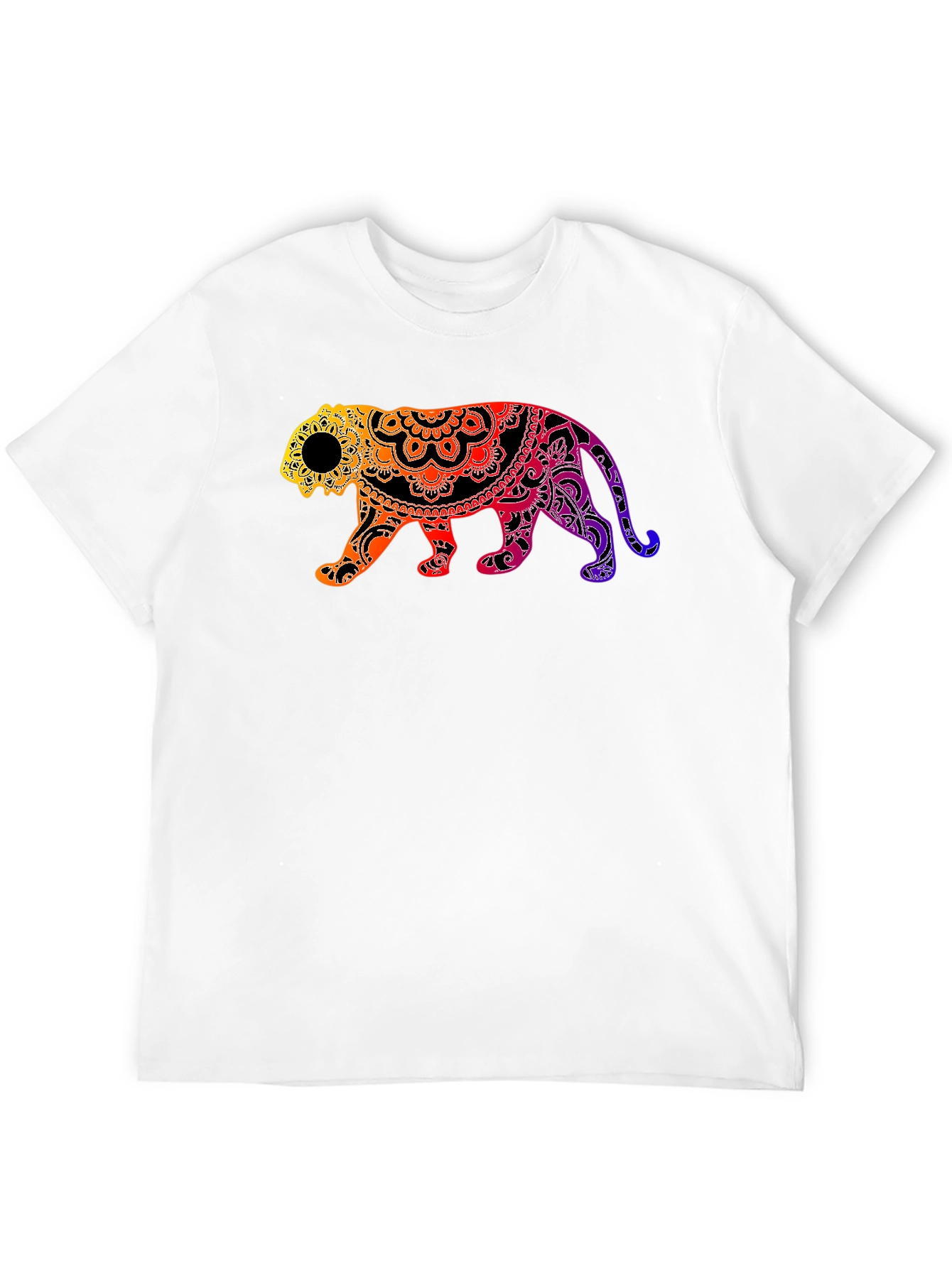 Black Vibrant Mandala Tiger Graphic Tee - Black view 12