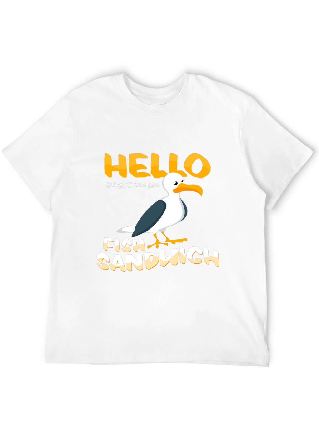 Black Hello Fish Sandwich T-Shirt Funny Seagull Humor Tee view 12