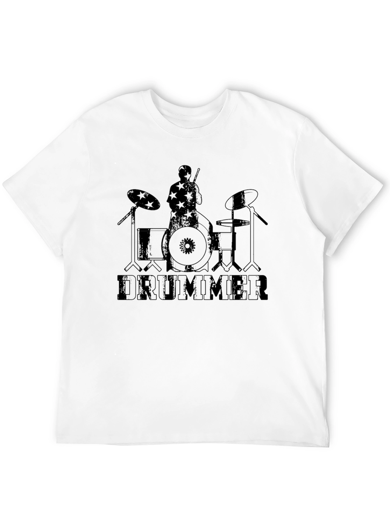 Black Drummer Graphic Print Black T-Shirt view 12