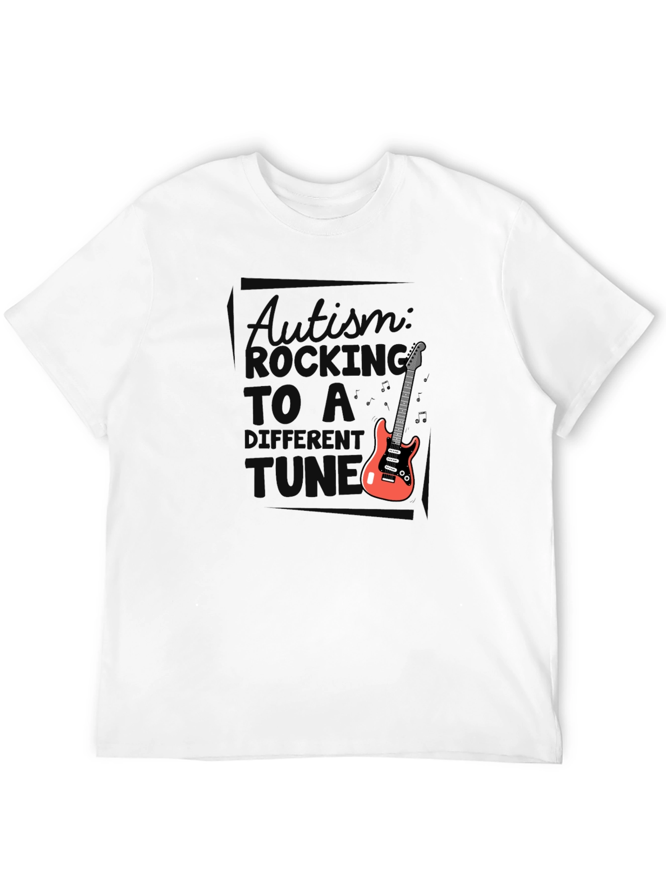 Black Autism Awareness Rocking to a Different Tune T-Shirt view 12