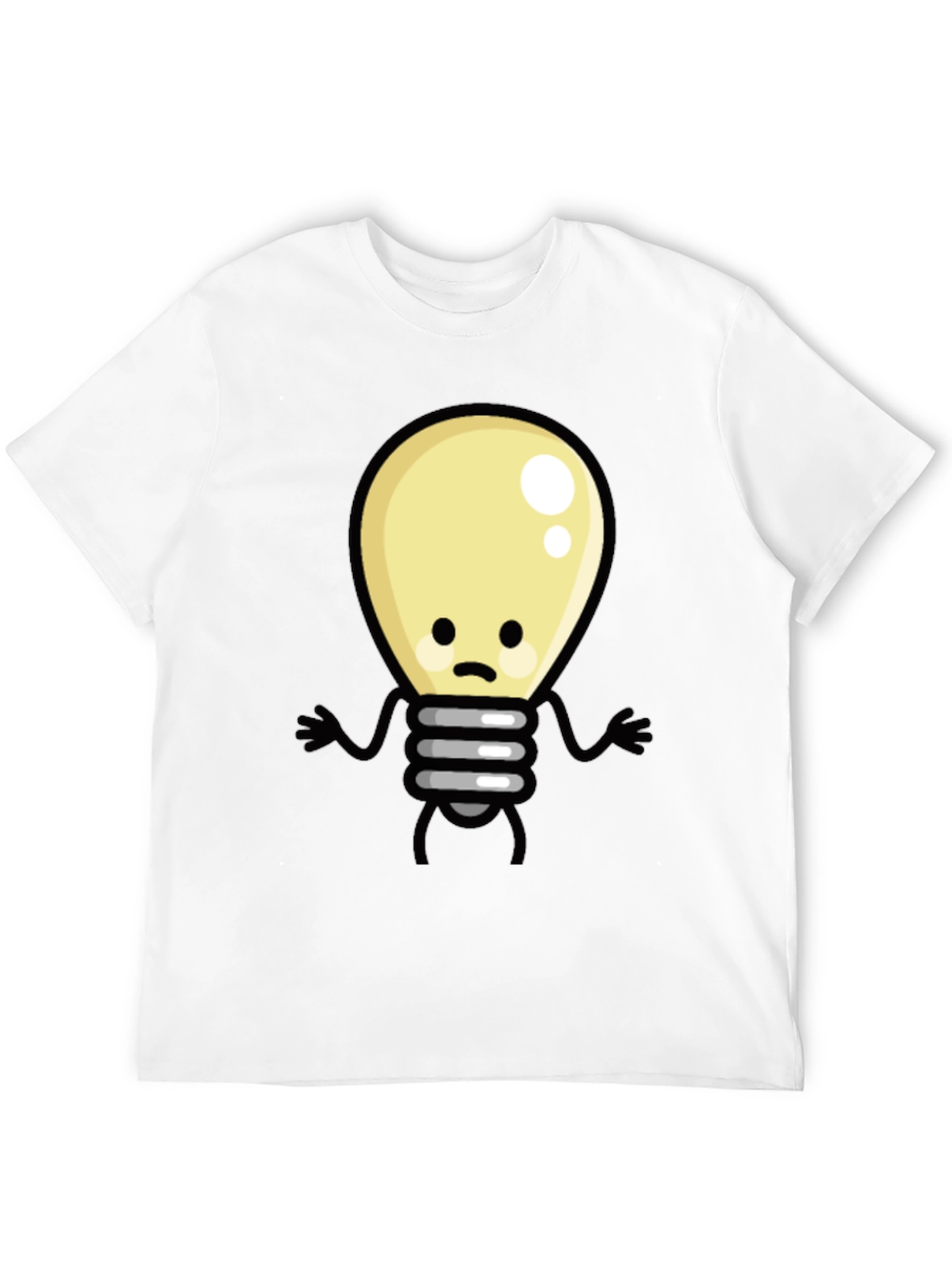Black Funny Cartoon Light Bulb Black T-Shirt view 12