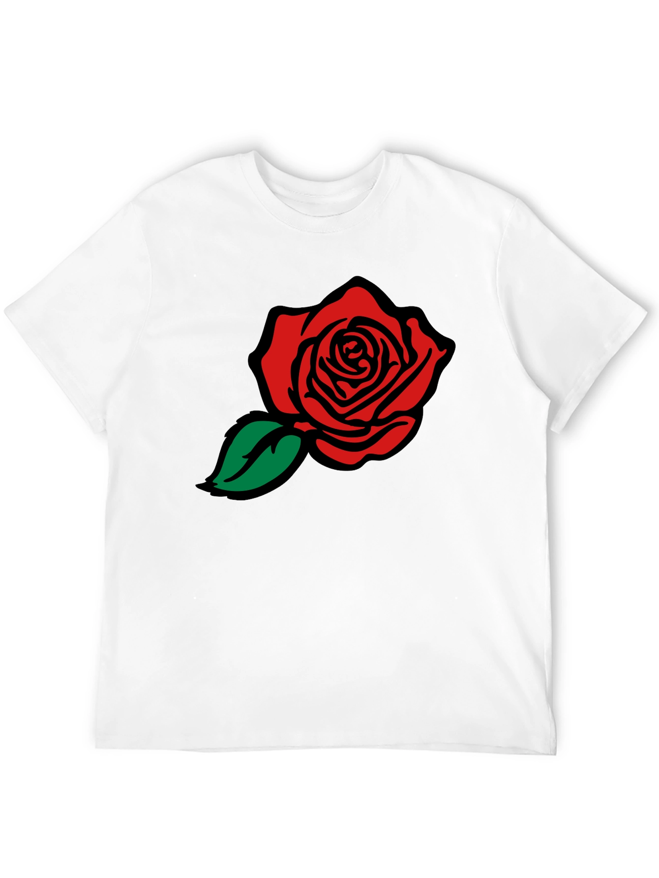 Black Black T-Shirt with Red Rose Graphic view 12