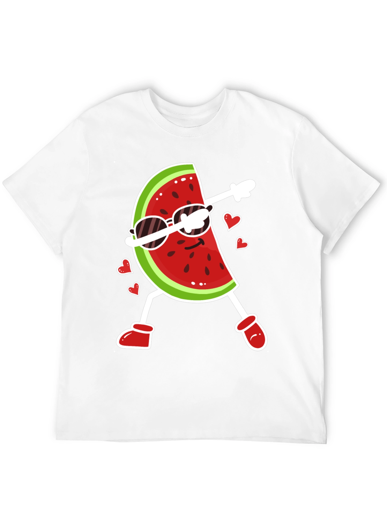 Black Funny Watermelon Dab Dance Graphic T-Shirt view 12
