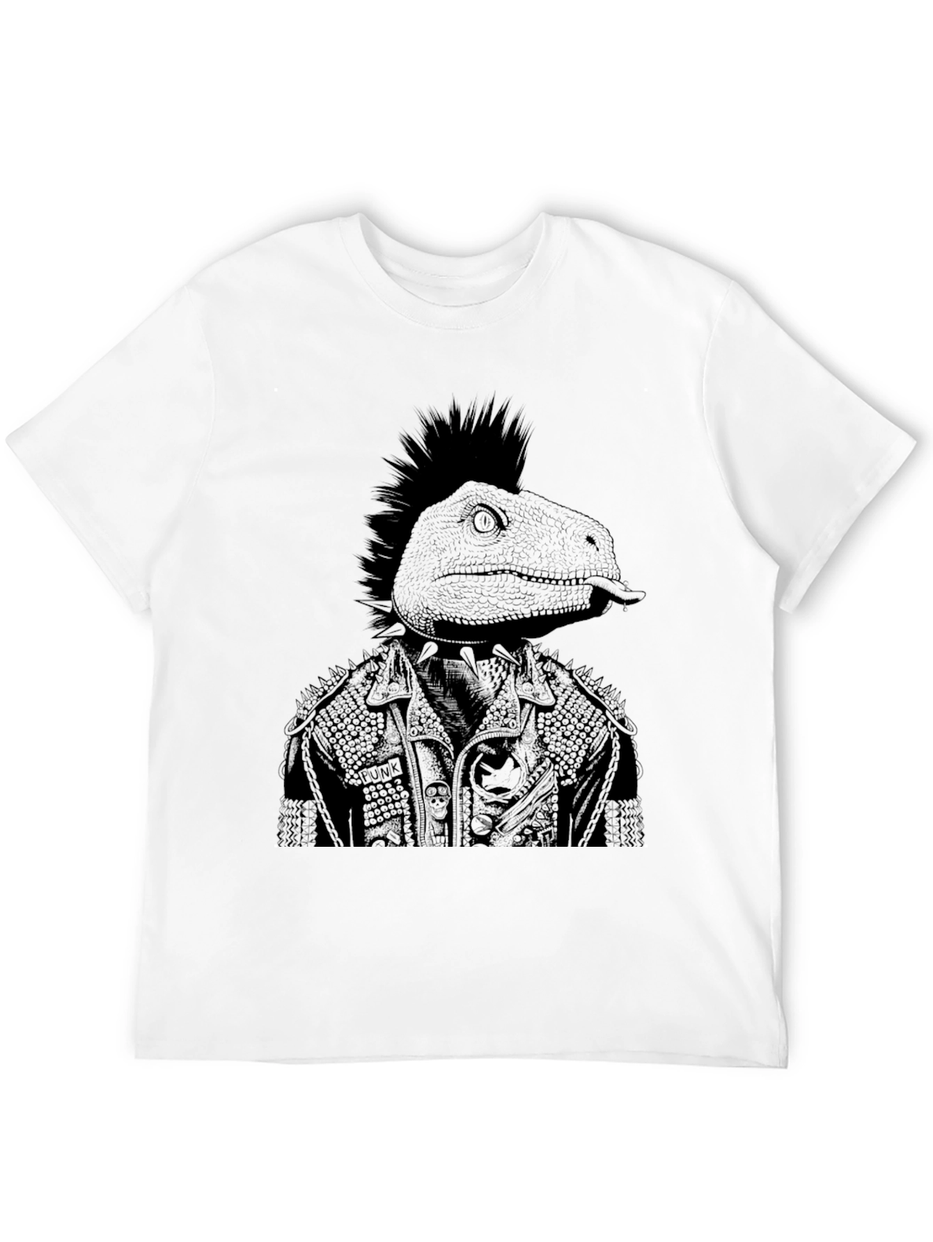 Black Punk Dino Graphic Tee - Black Cotton T-Shirt view 12