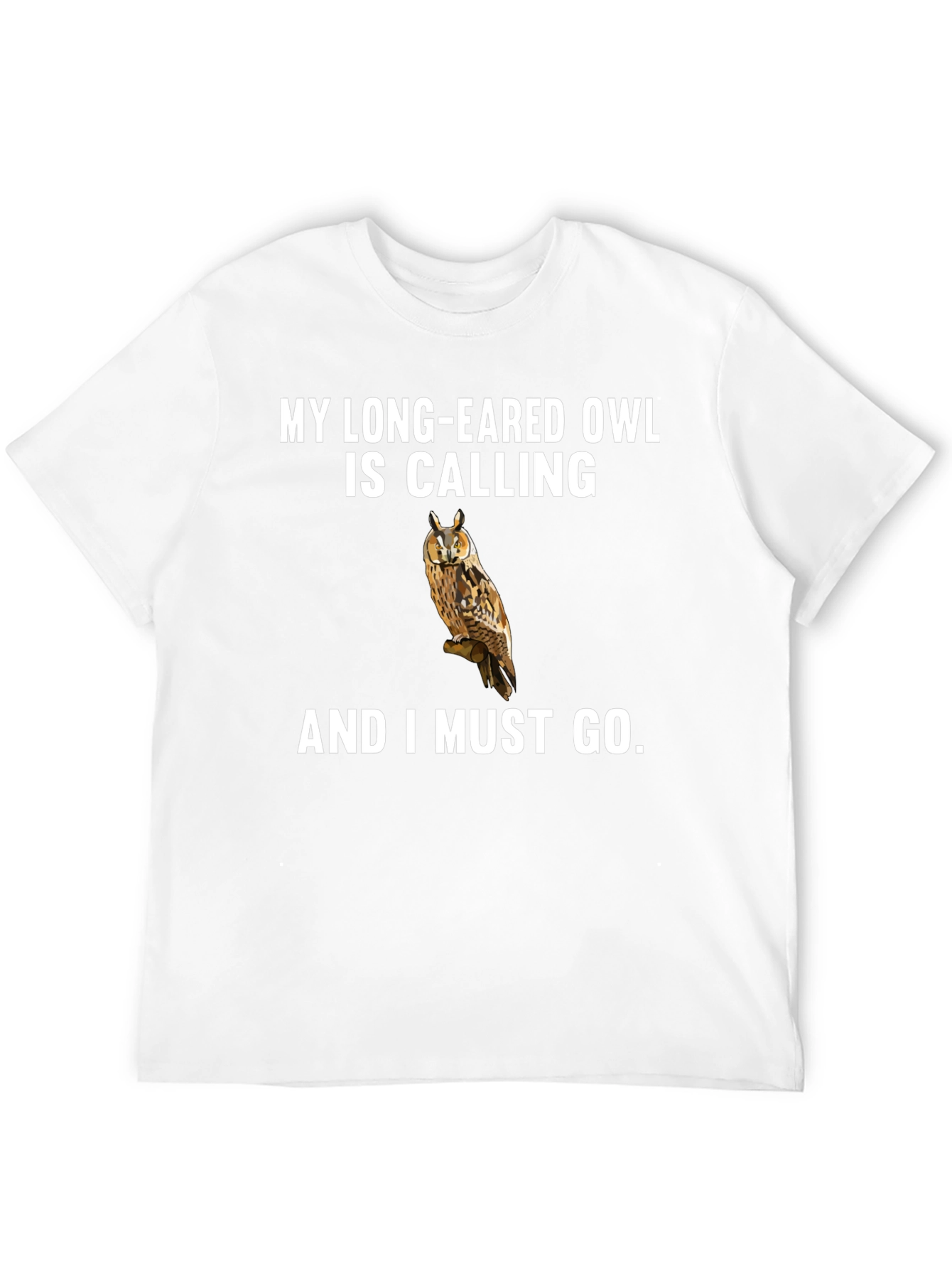 Black Long-Eared Owl Calling T-Shirt - Nature Lover's Tee view 12