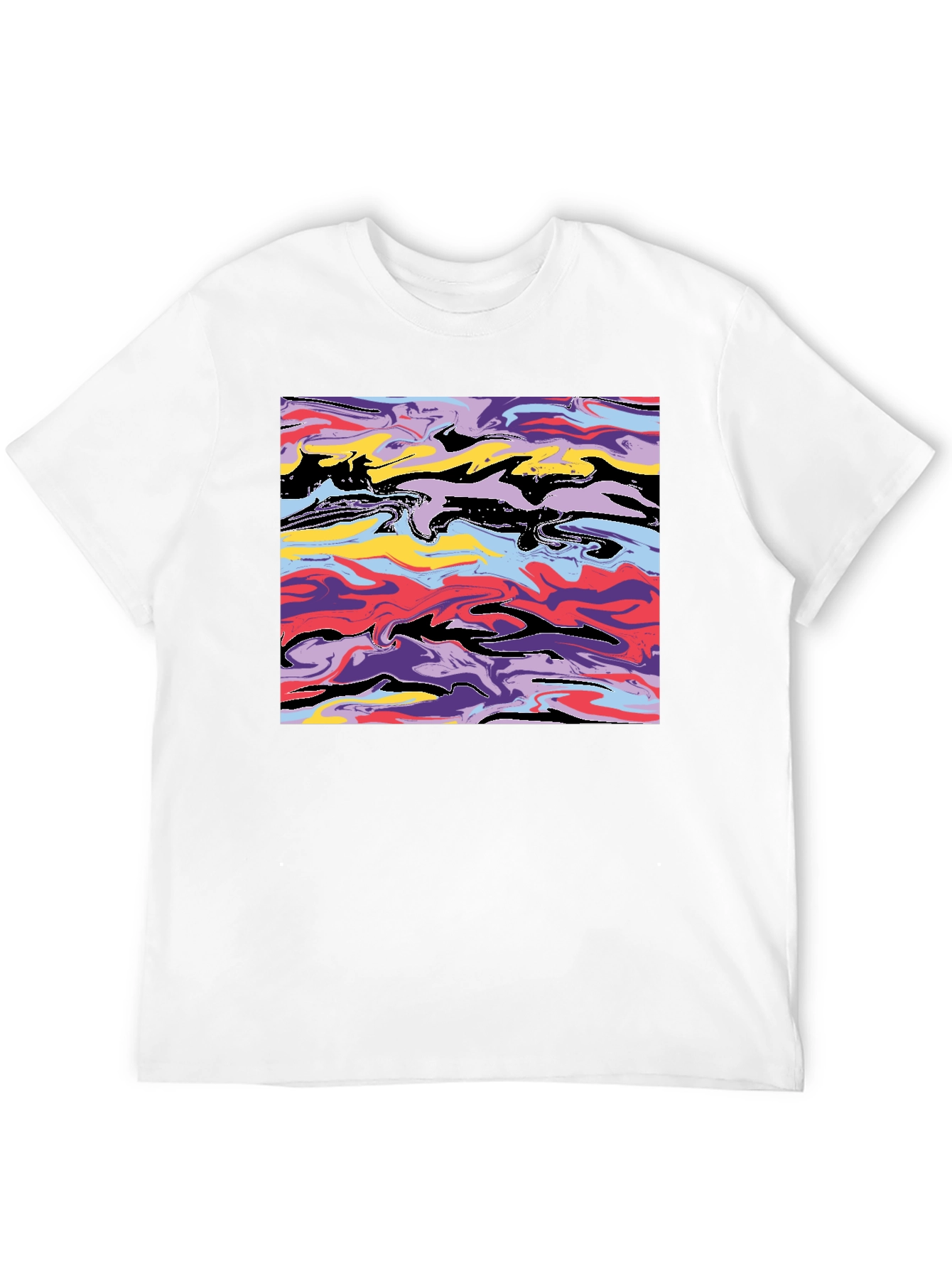 Black Abstract Swirl Graphic Black T-Shirt view 12
