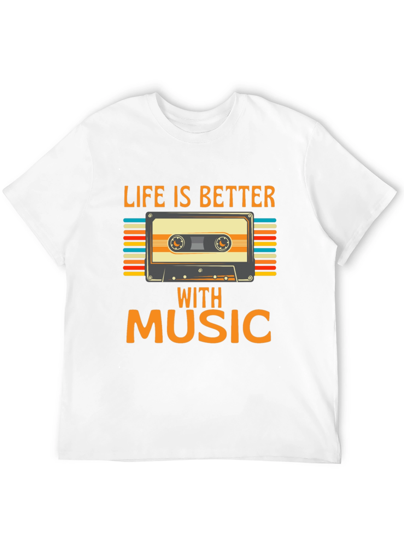 Black Retro Music Cassette T-Shirt - Life is Better With Music view 12